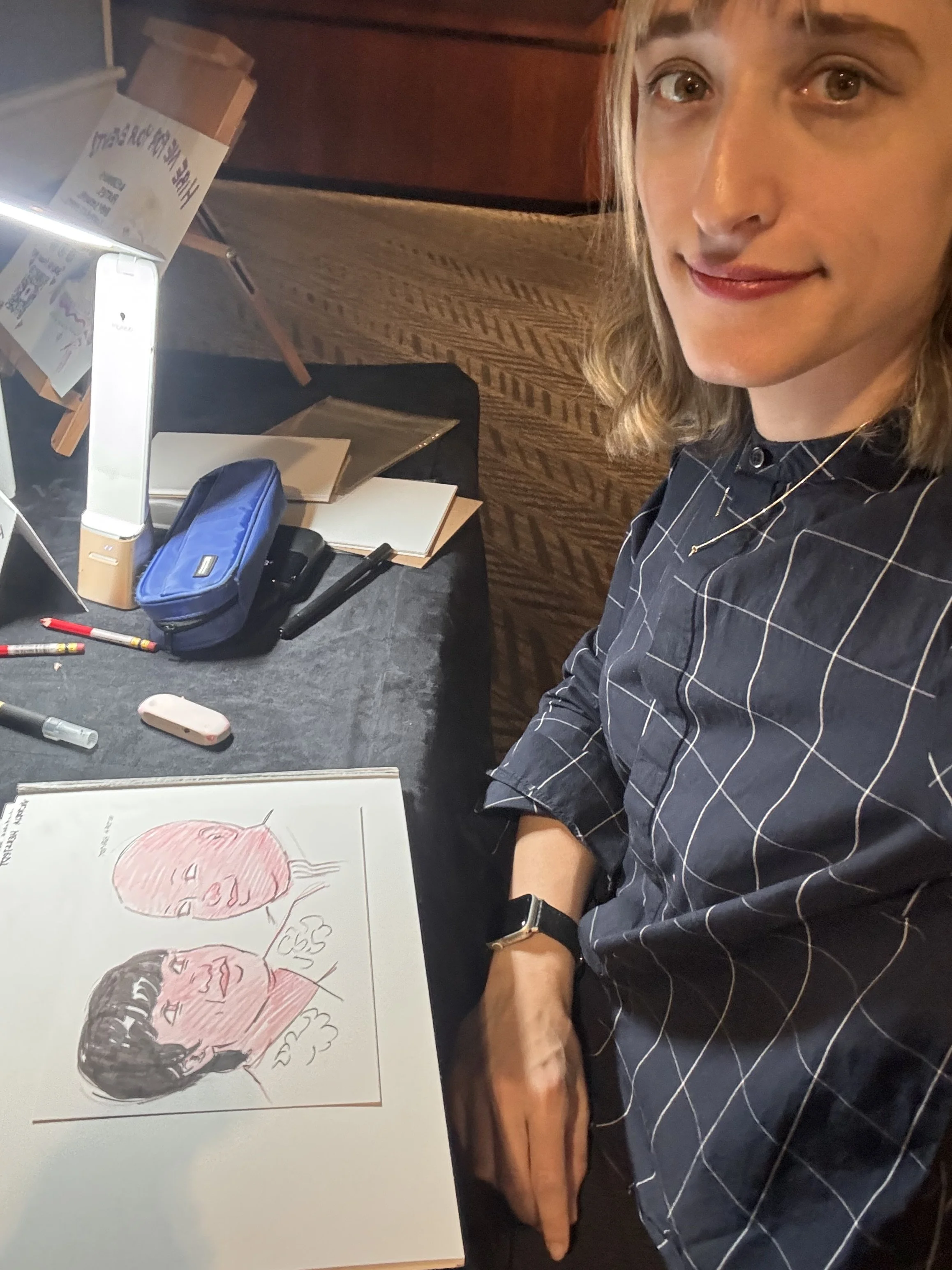 Live portraits at a wedding at the portland marriott