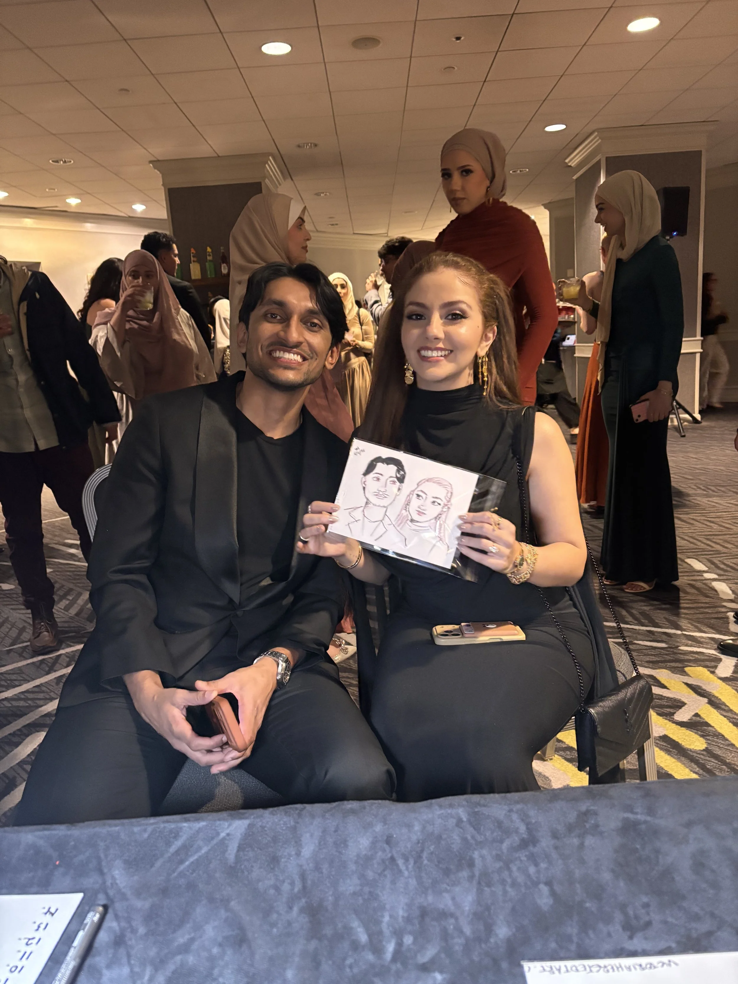 Live portraits at a wedding at the portland marriott