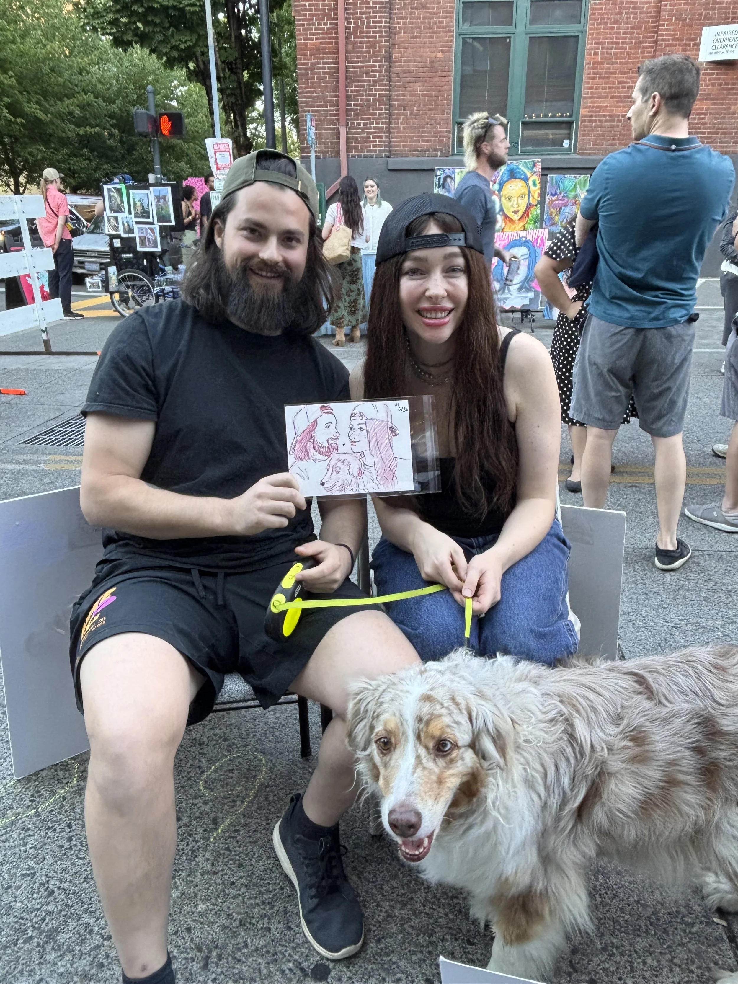 Live portrait drawing at first thursday in the pearl