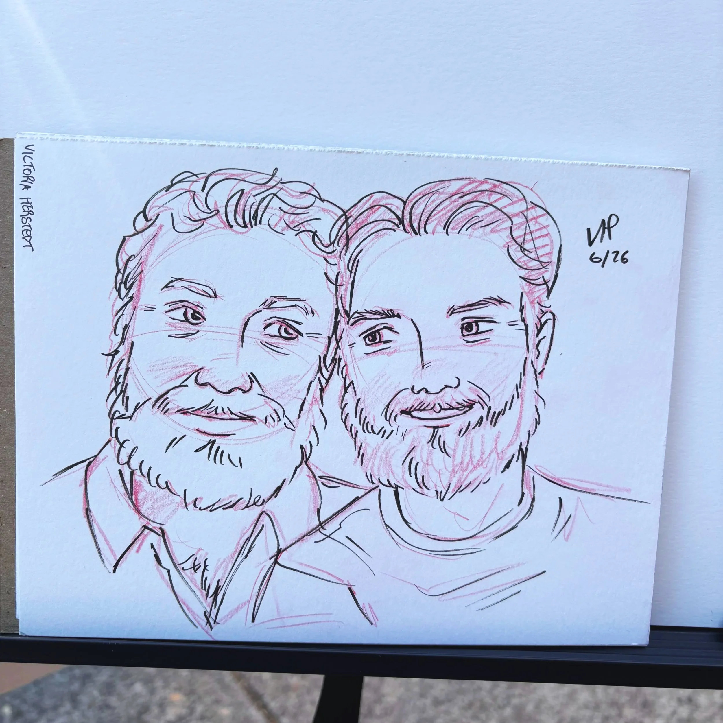 Live portrait drawing at first thursday in the pearl
