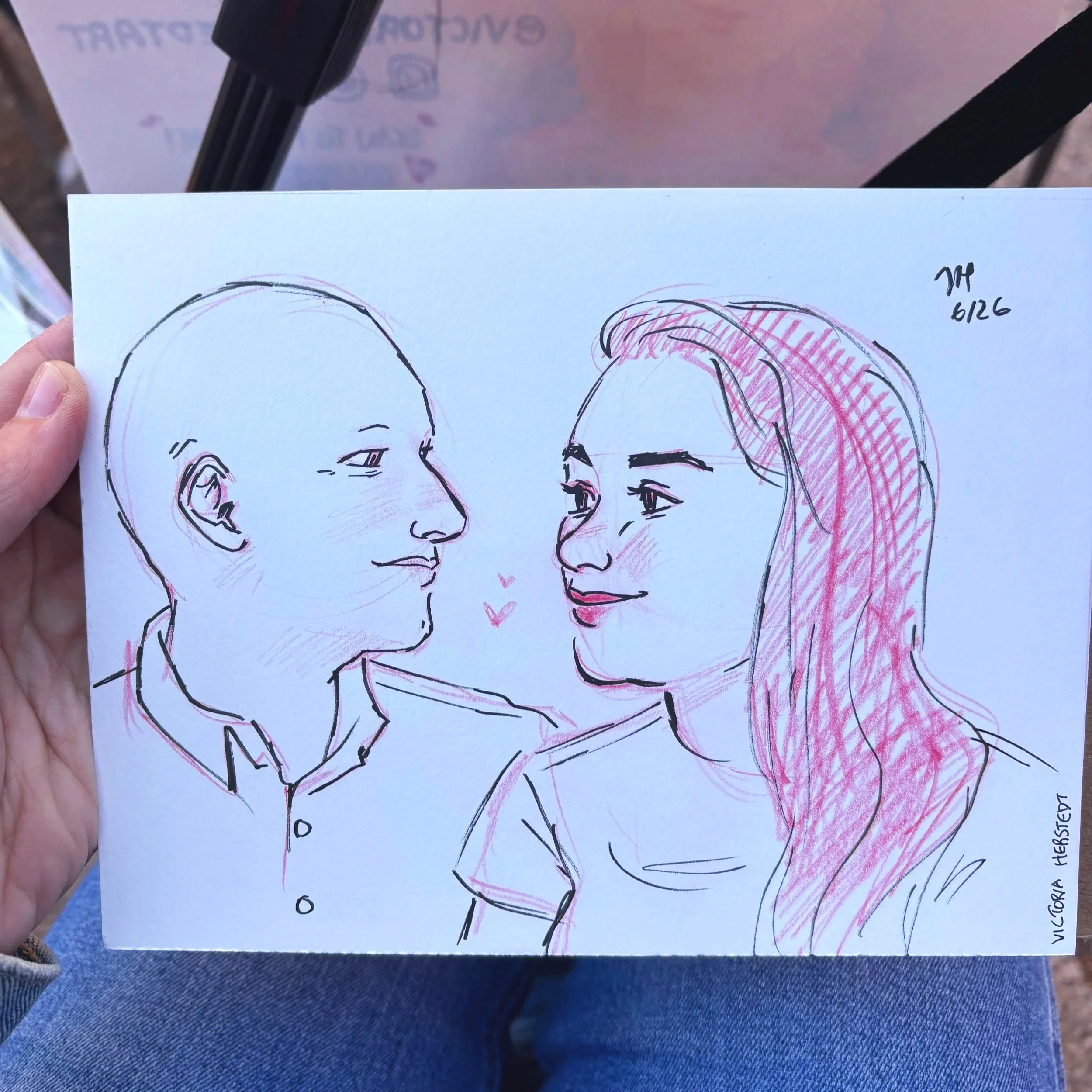 Live portrait drawing at First thursday in the pearl