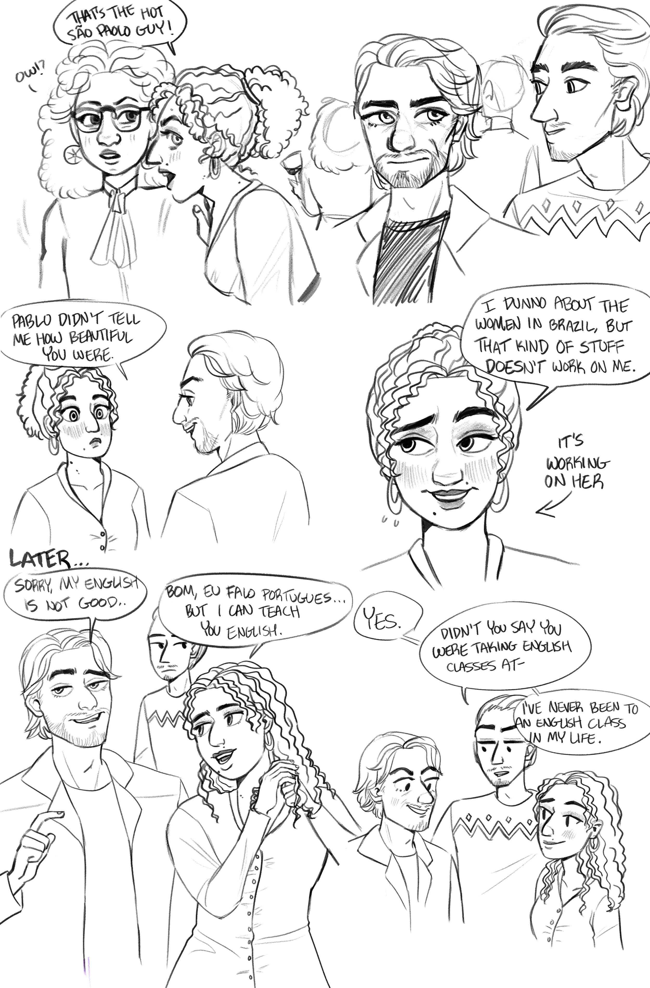 Brazilian american, portuguese language, digital webcomic drawing illustration, couple