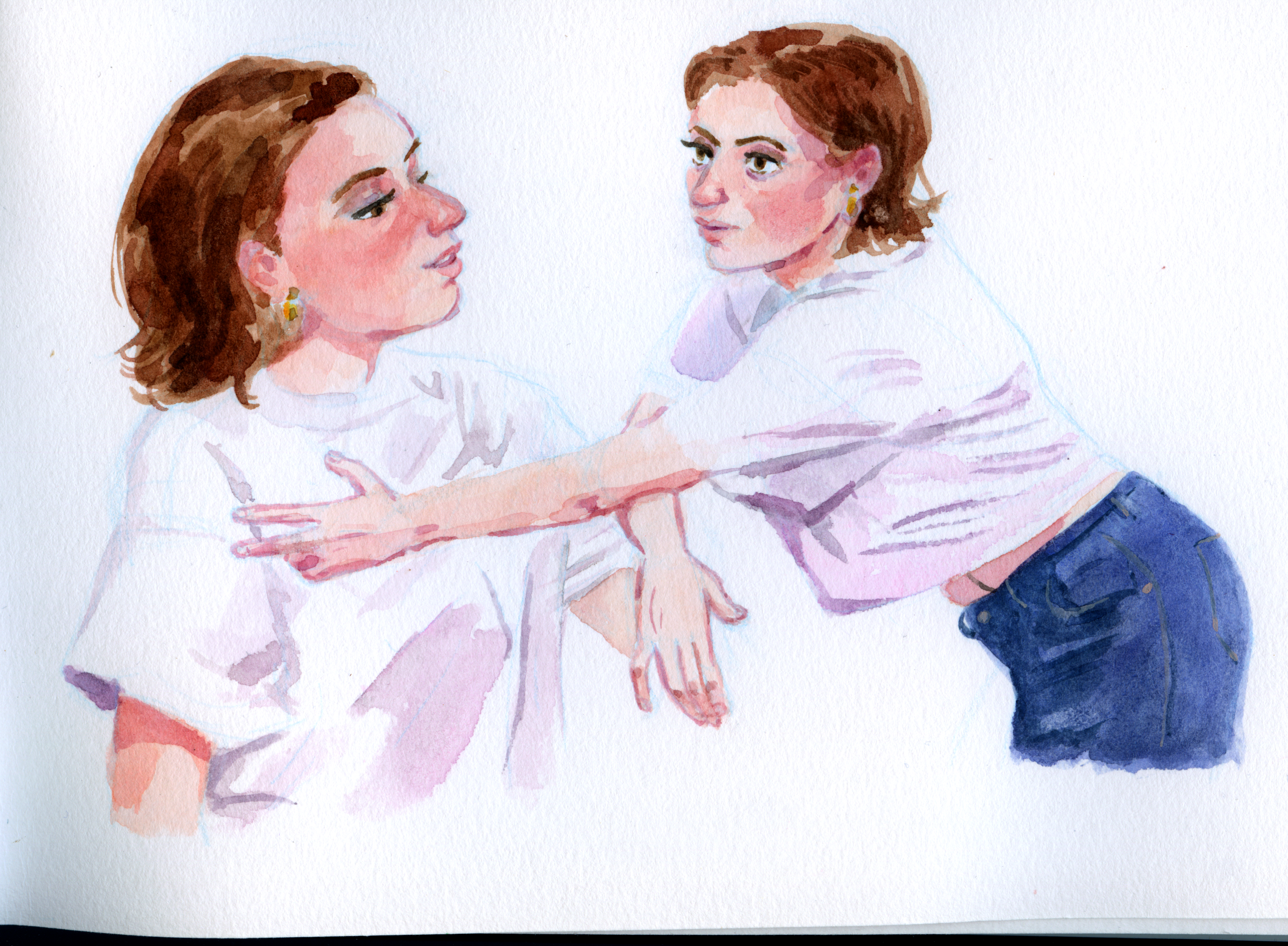 Watercolor studies of Angela Giarratana from Smosh.