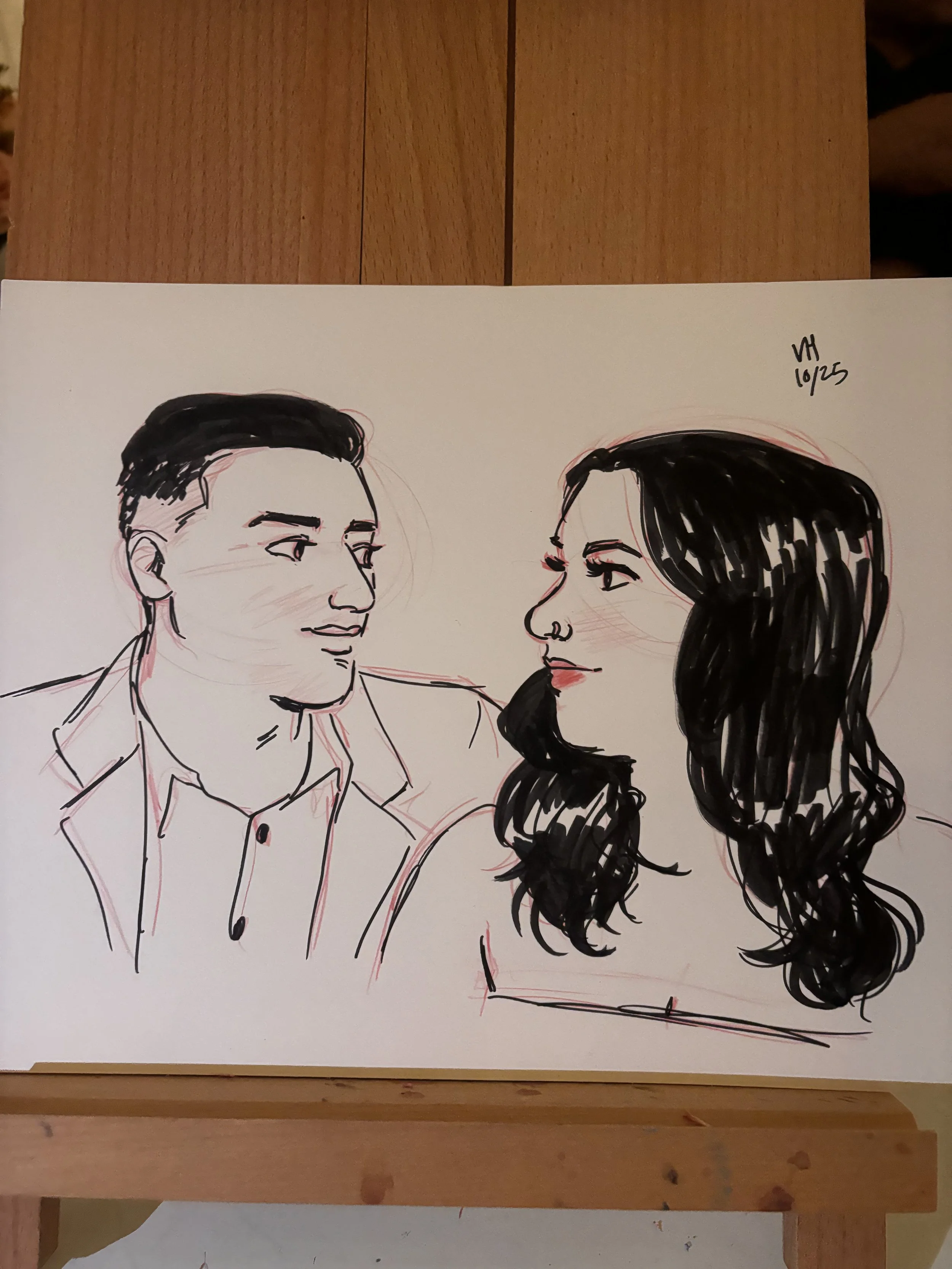 Wedding gift favor for guests, guest gift, fun party interactive activity. Weddings. Drawing of couple. Live portrait art.