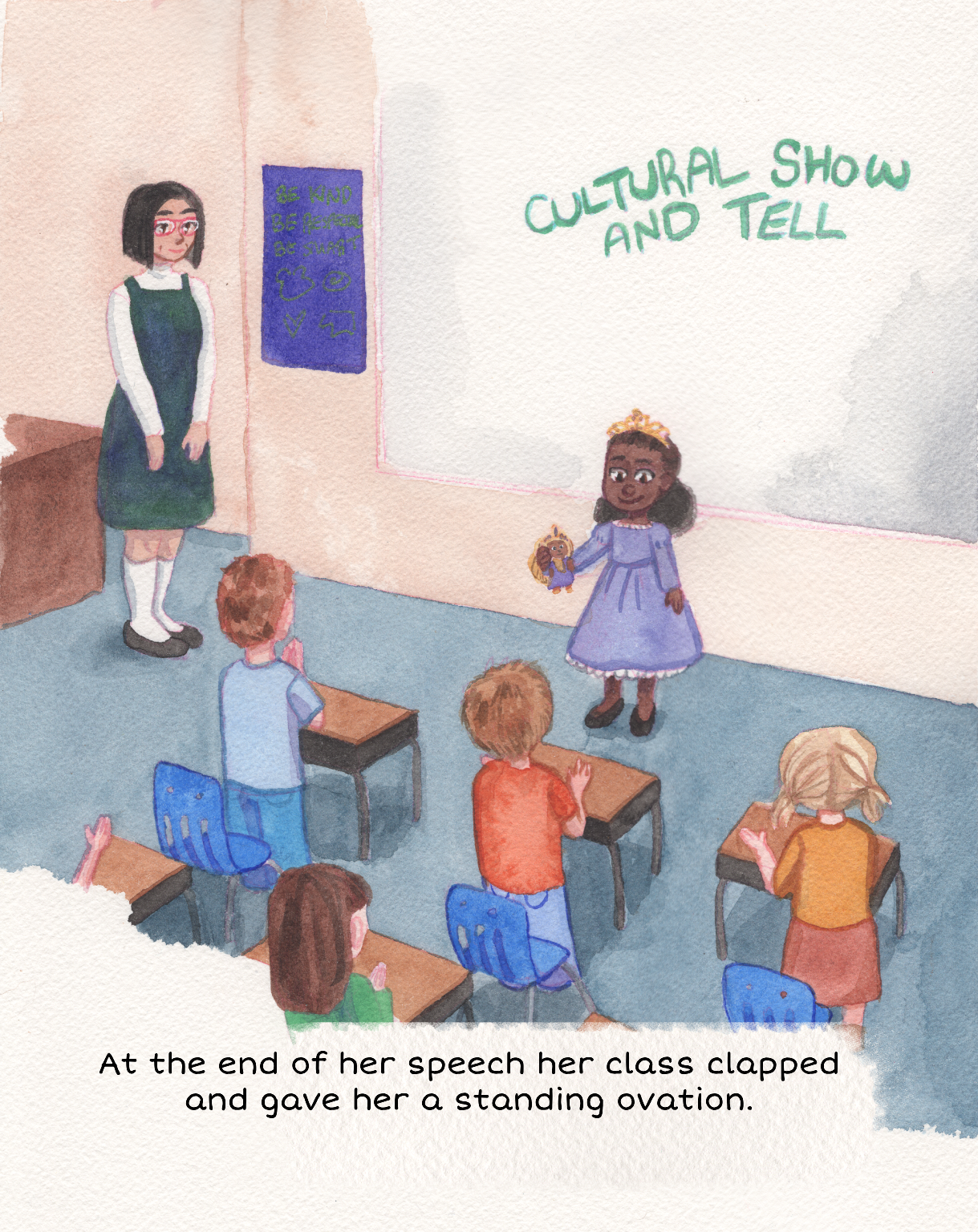 Black culture, BIPOC characters. Watercolour illustration, children's book.