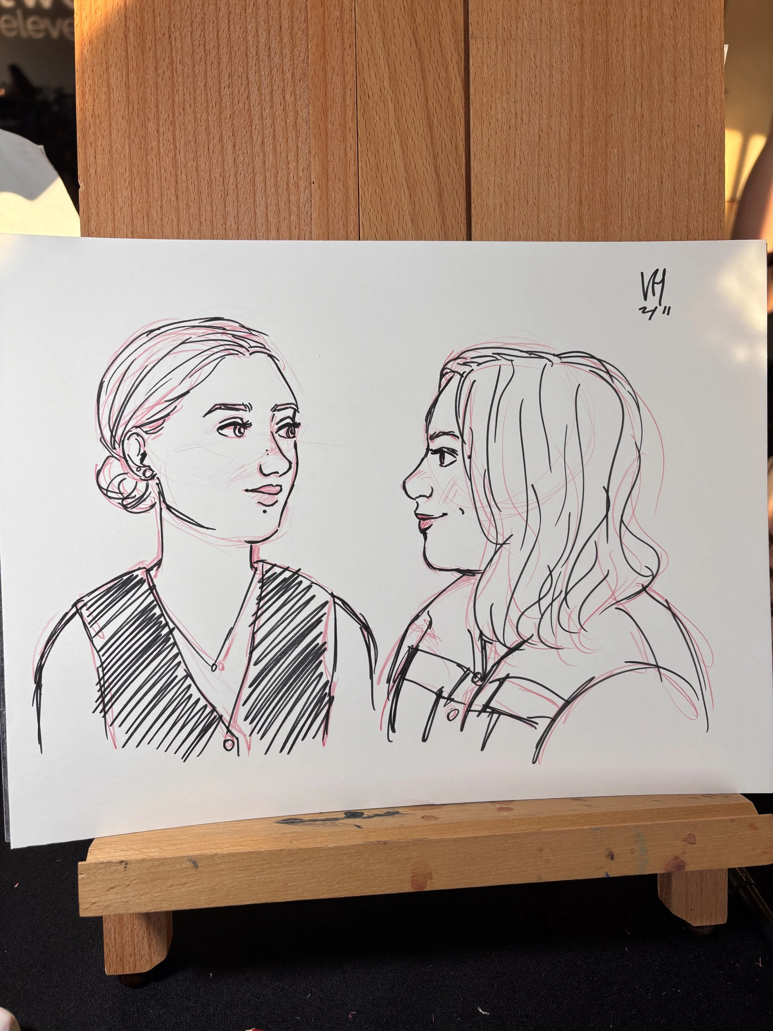 Live portrait drawing sign at a wedding. Wedding gift favor for guests, guest gift, fun party interactive activity. Weddings.