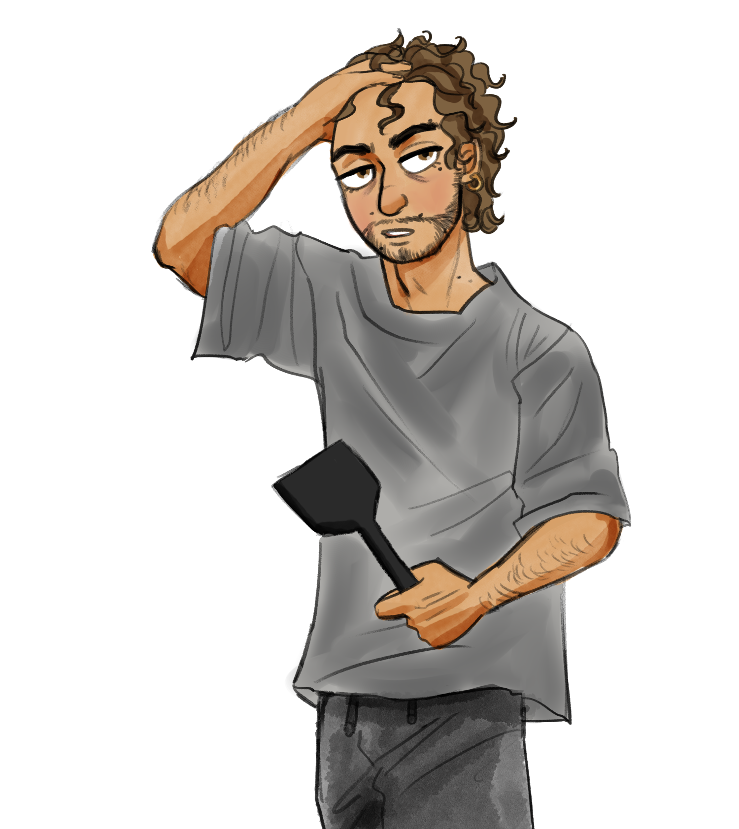 Male character, brazilian american chef, story art, digital drawing.