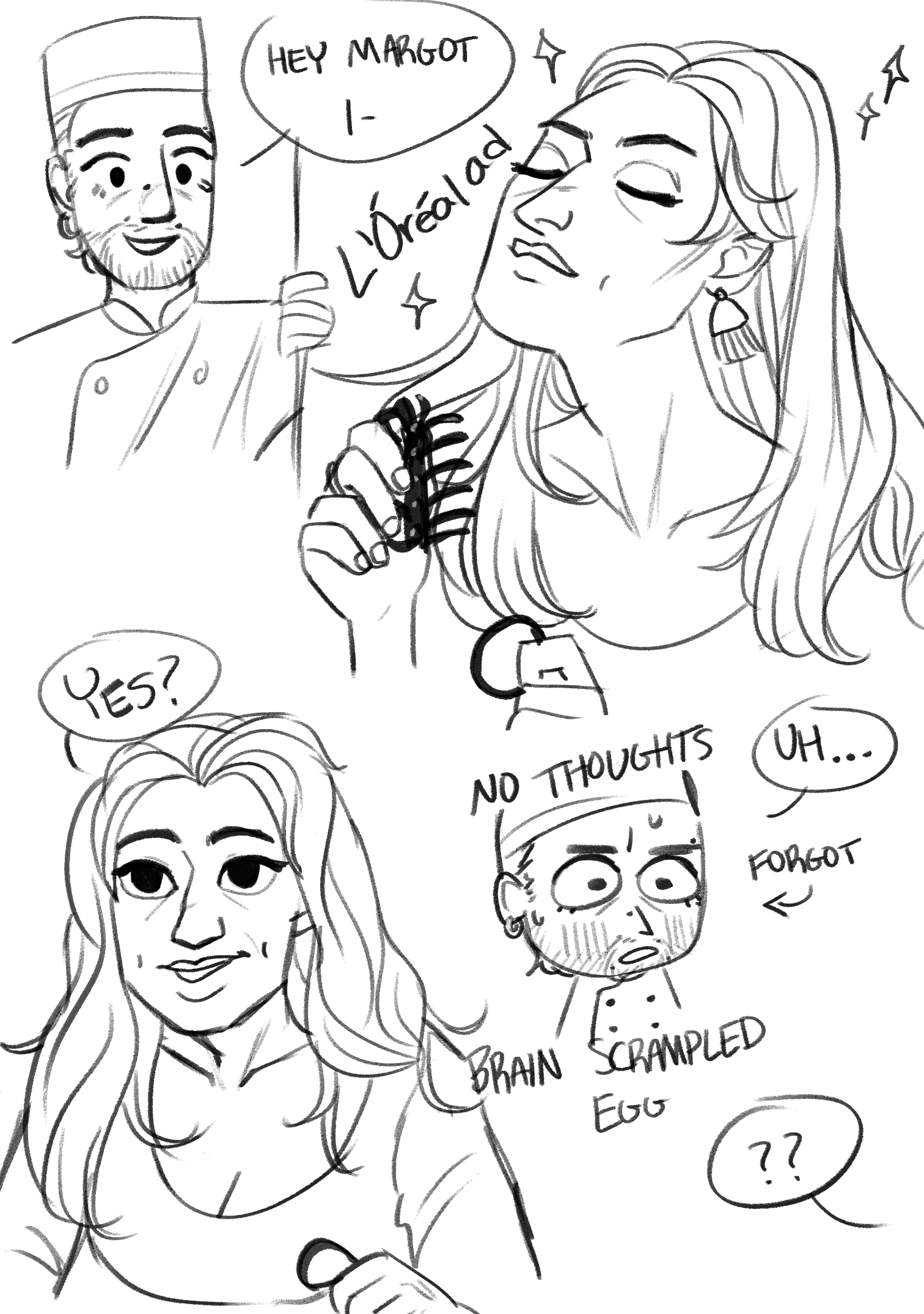 Digital illustration, restaurant workers webcomic, comic about restaurants, drawings. digital art.