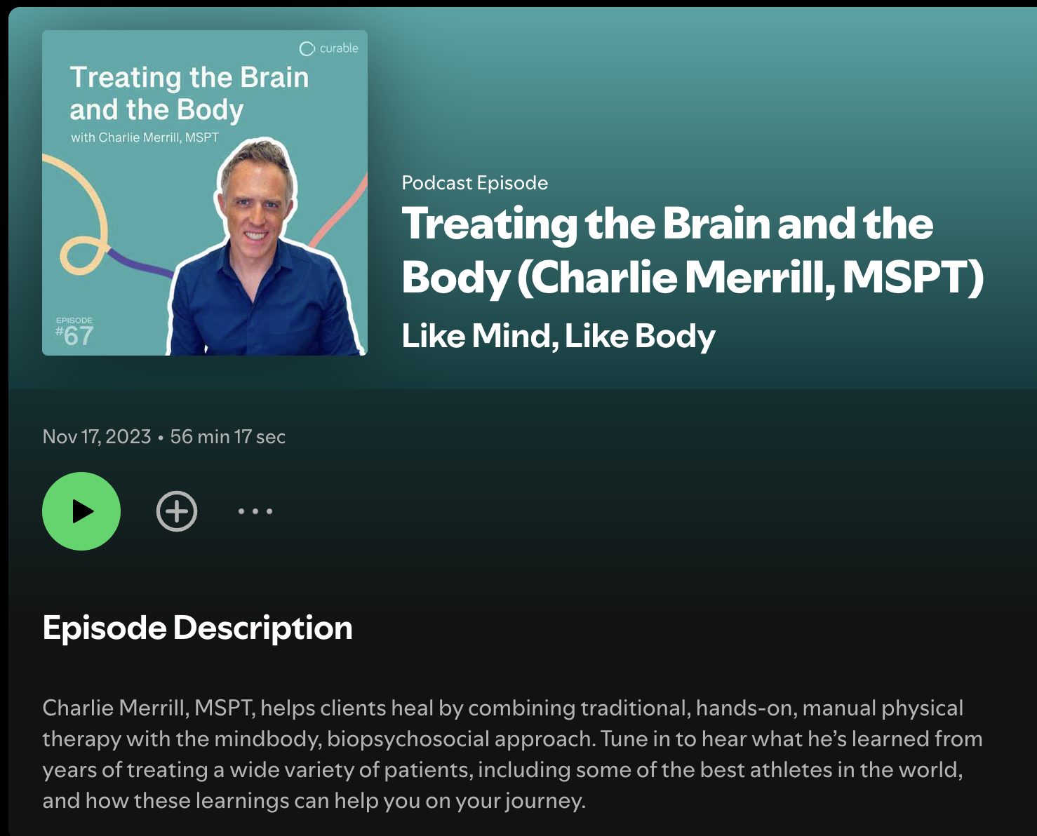 Treating the Brain and the Body — Charlie Merrill, MSPT | Like Mind, Like Body 