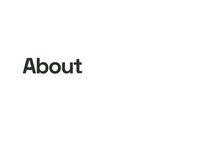Text that reads "About Louisa" with "About" in dark green and "Louisa" in white, cursive font, on a black background.