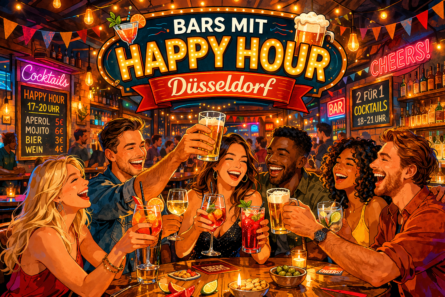 Bars mit Happy Hour in Düsseldorf – die besten Deals für günstige Drinks