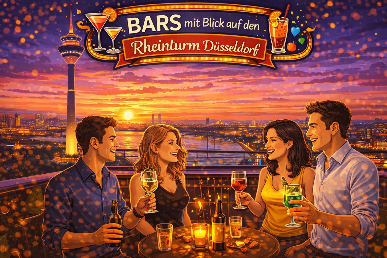 Bars mit Blick auf den Rheinturm Düsseldorf