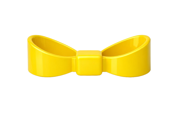 Yellow plastic bow-shaped hair accessory.