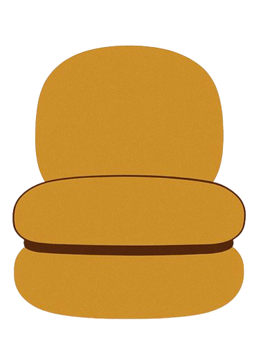 A cartoon depiction of a sandwich with two buns and a filling in the middle.