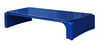 Blue rectangular bench with black legs