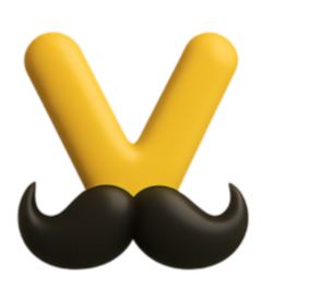 Letter V made from yellow foam sticks with a black mustache attached.