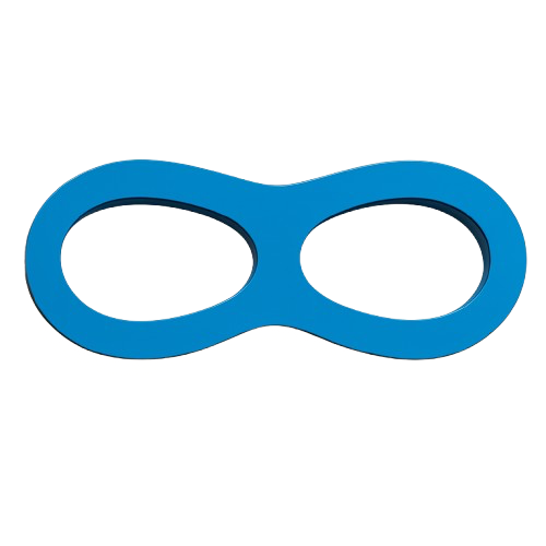 Blue 3D plastic goggles or glasses with oval lenses