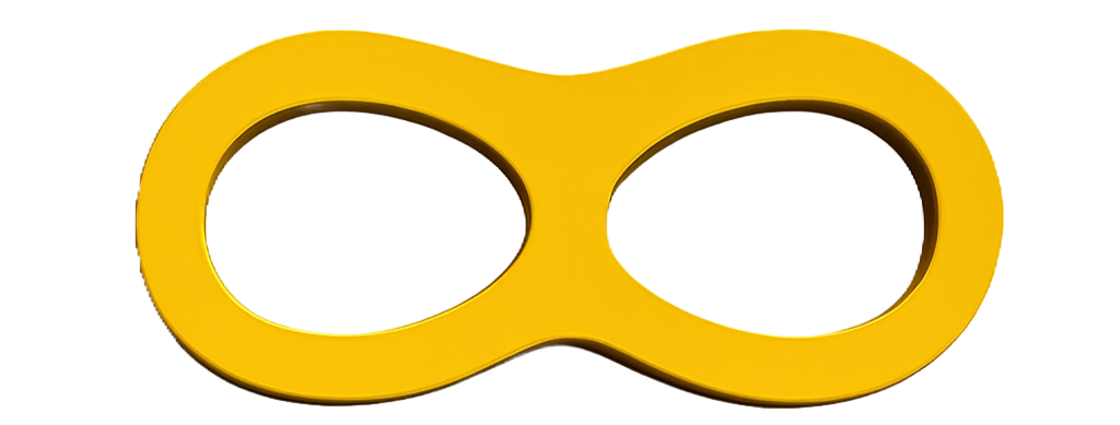 A yellow number 8 with a hole in the center, placed on a plain background.