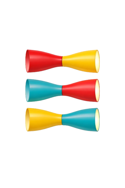 Three colorful megaphones (red, yellow, and blue) aligned horizontally with distorted, glitchy text above and below.