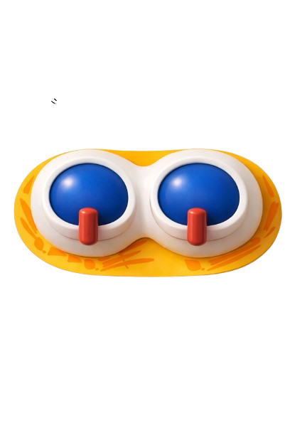 A pair of binoculars placed on a yellow surface with text above and below reading "Insert Passcode" in a distorted, glitchy font.