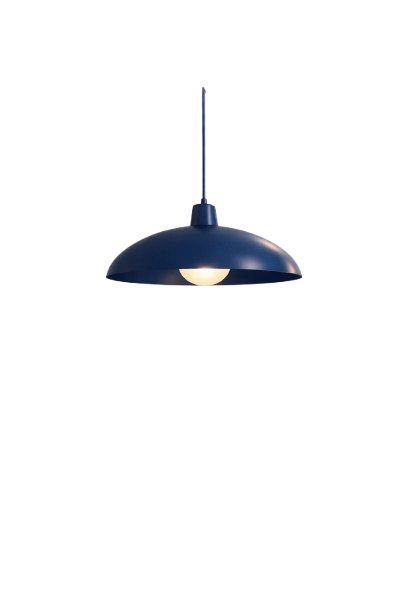 A black pendant lamp hanging from the ceiling with a lit bulb inside. The background has colorful, distorted digital artifacts.