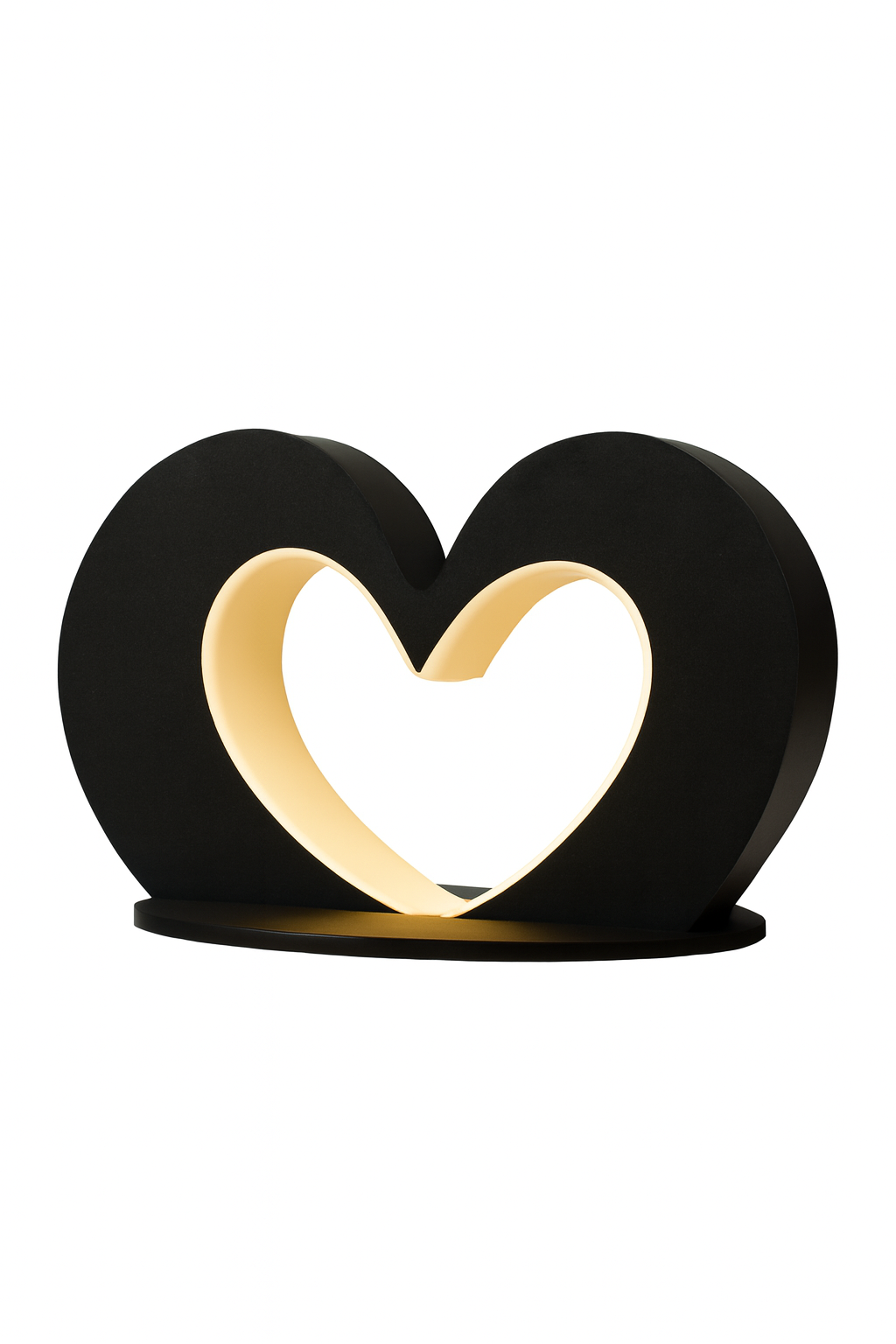 Modern black and cream heart-shaped decorative light or sculpture.