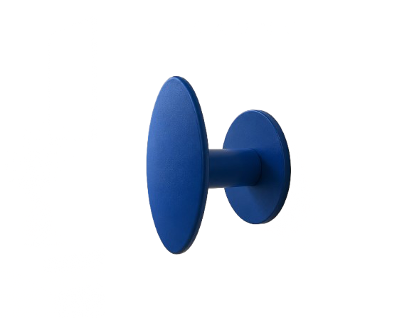 A blue retro-style push pin or thumbtack with a round head and cylindrical shaft.