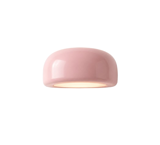 Pink ceiling pendant light with a glossy finish