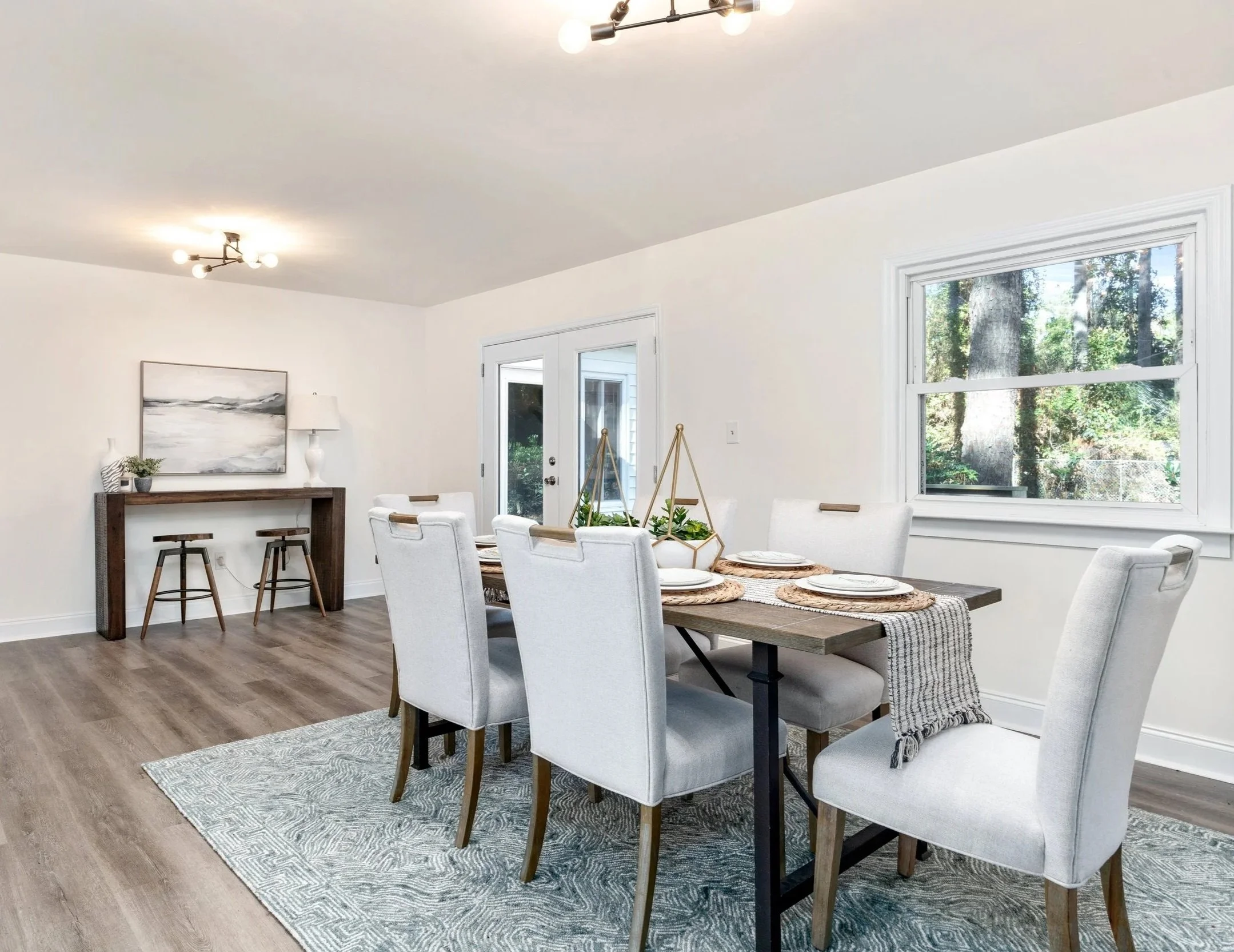 Staged Large Dining Room with Bar Area