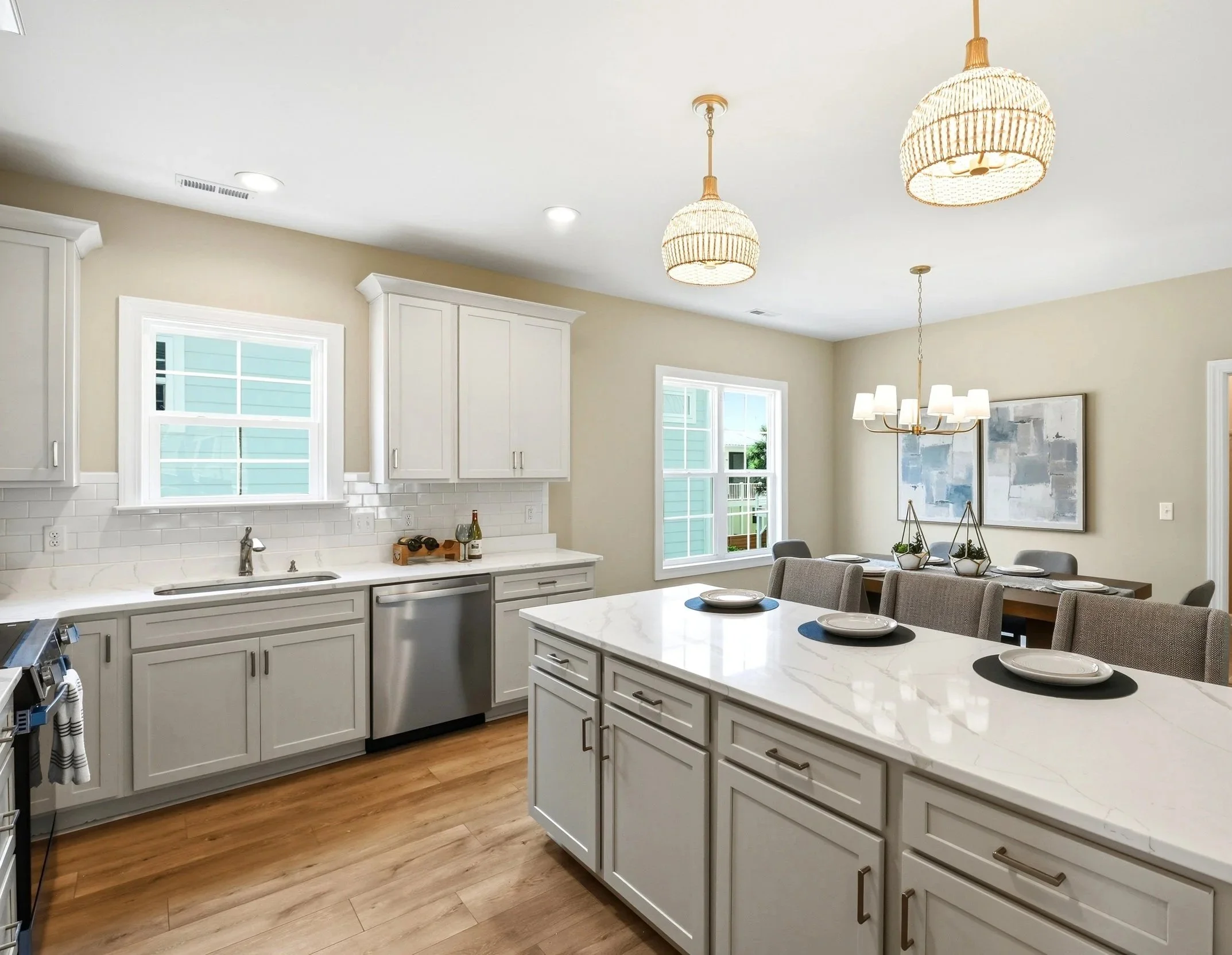 Staged coastal kitchen in Wilmington NC