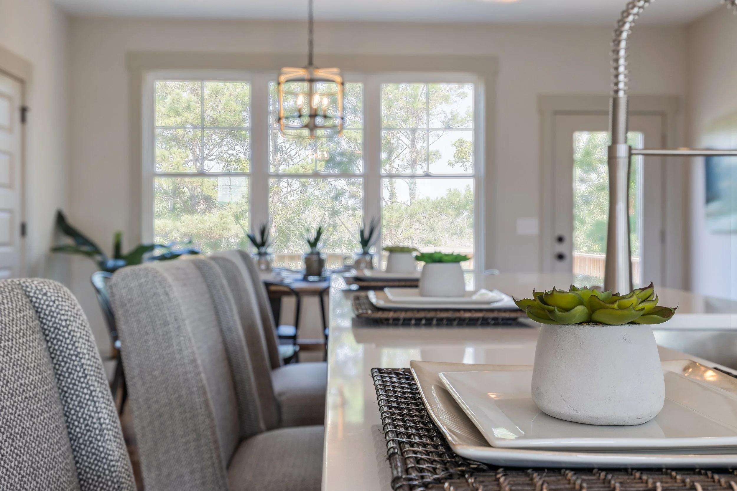 kitchen island detail vacant home staging in hampstead nc