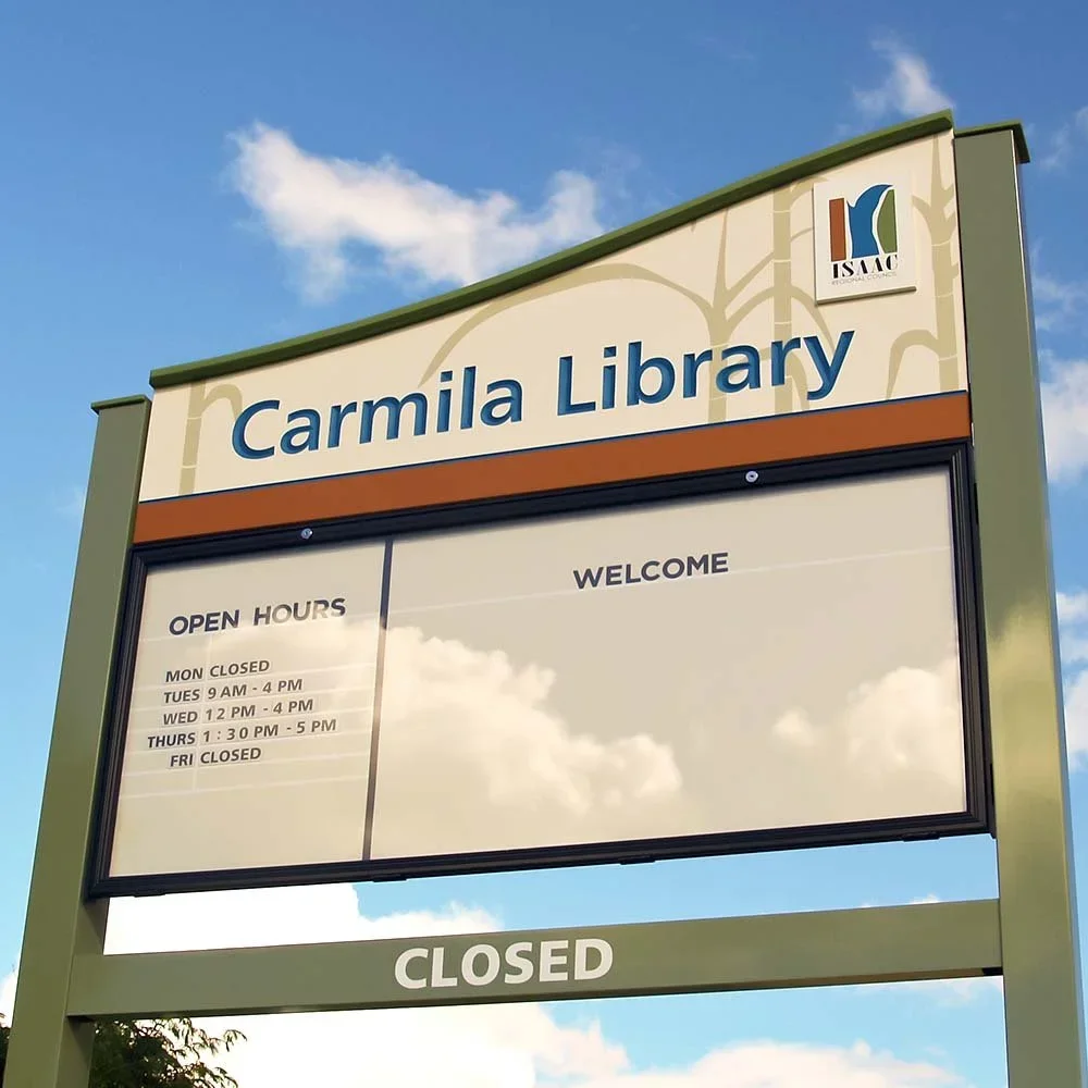 isaac-regional-council-library-post-signage.webp