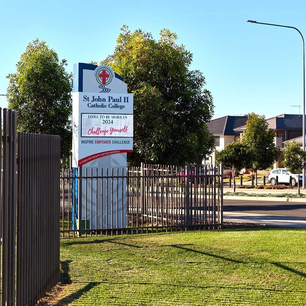 st-john-paul-II-sydney-catholic-school-entrance-digital-signage.webp