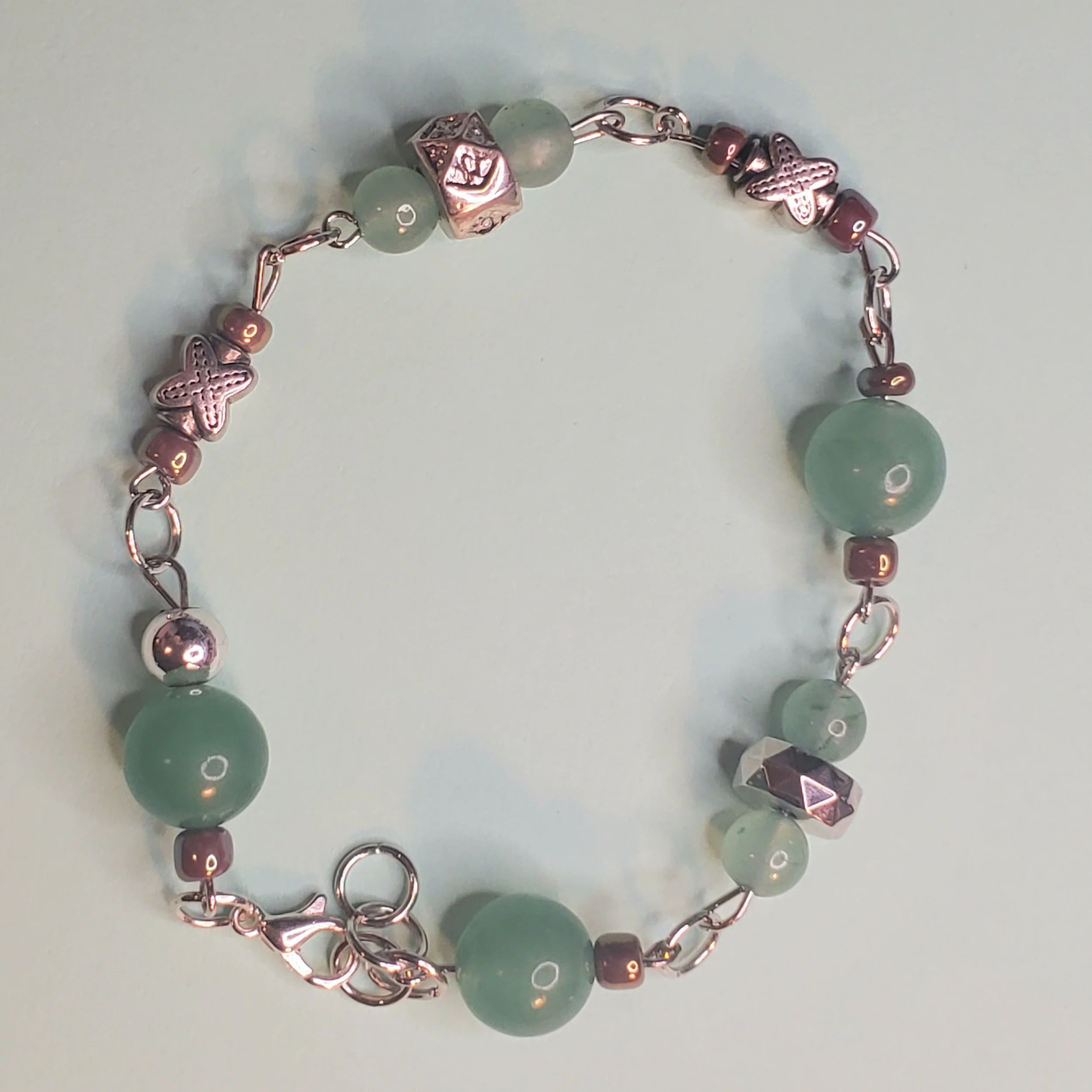 Green and Silver Beaded Bracelet