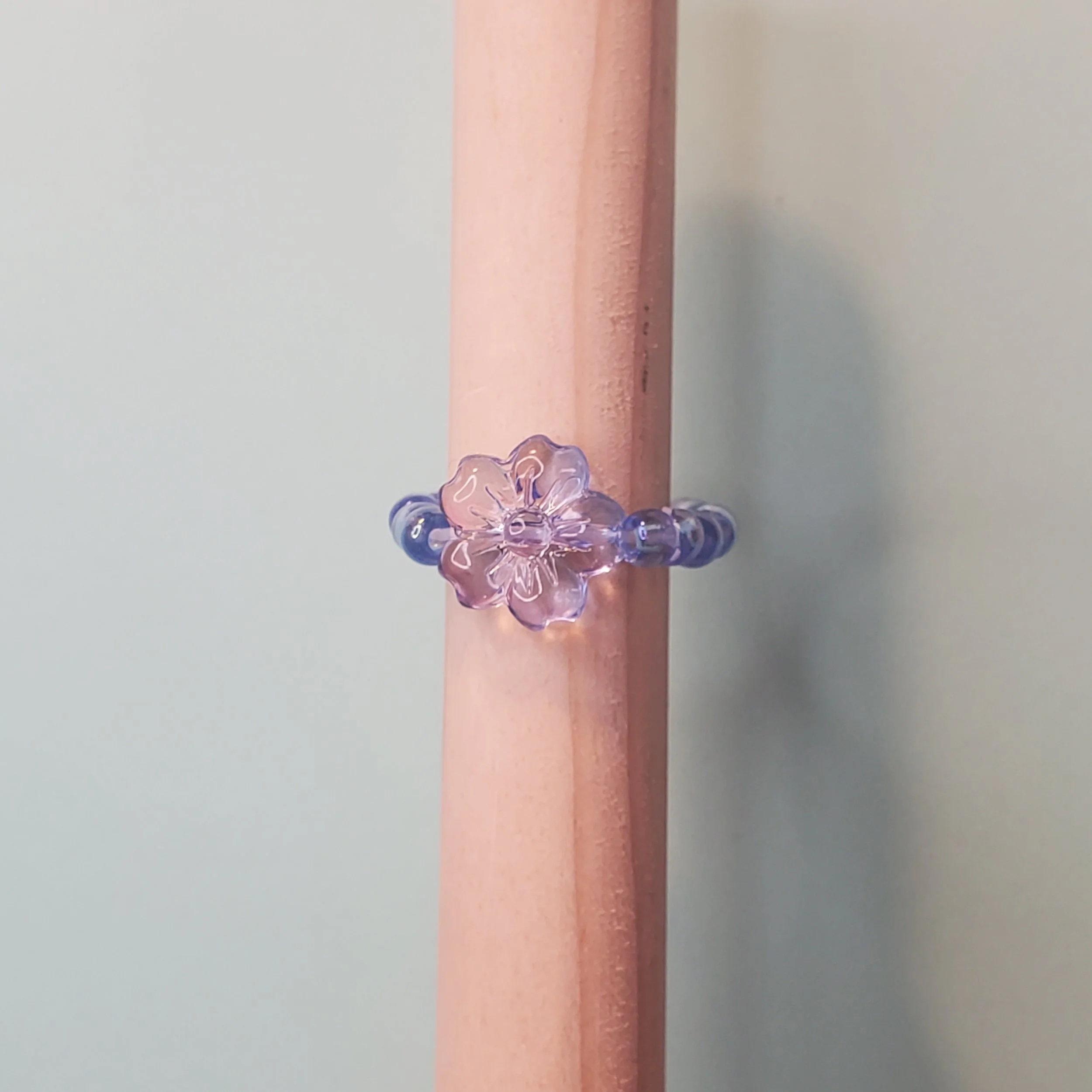 Blue Flower Beaded Ring
