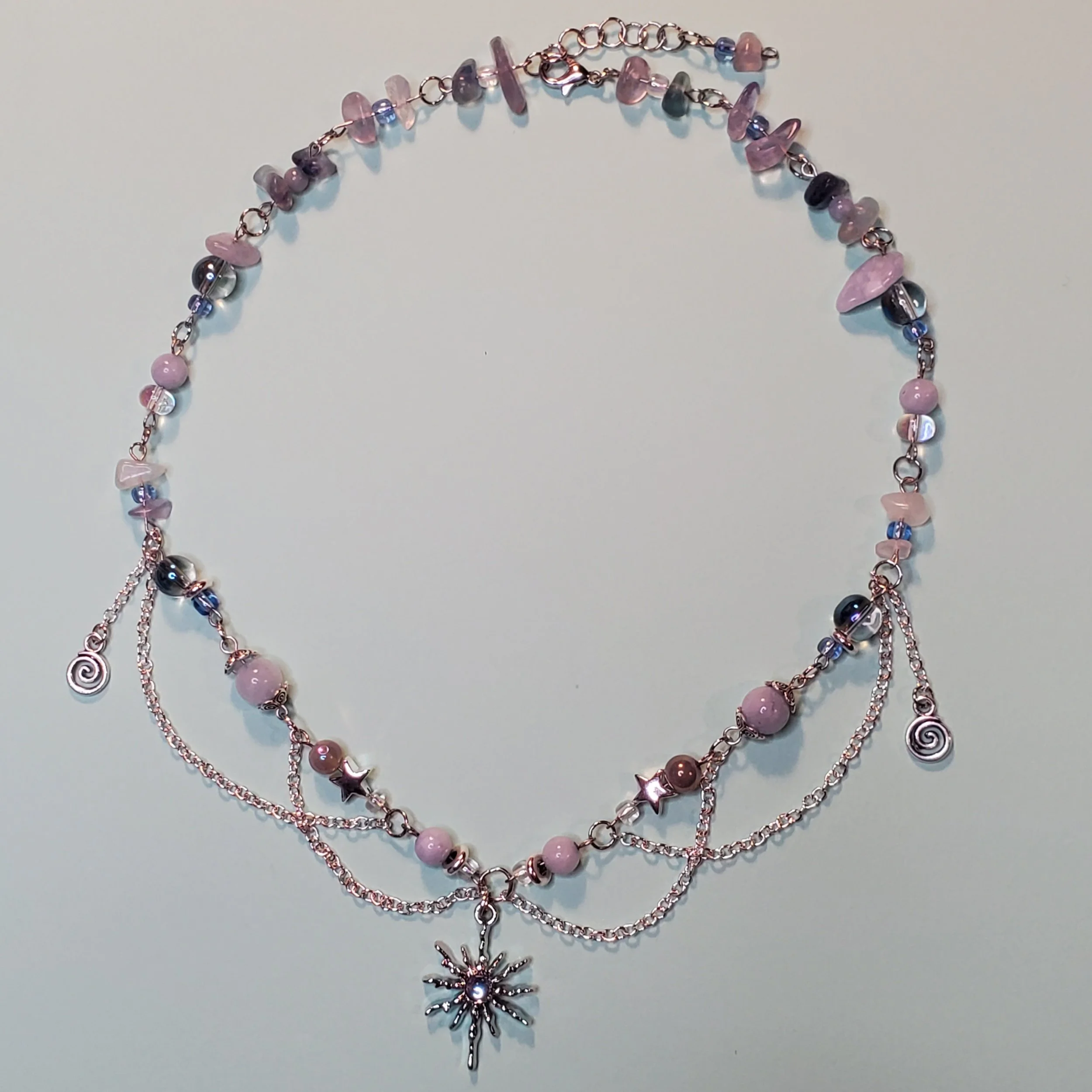 Blue and Silver Beaded Necklace