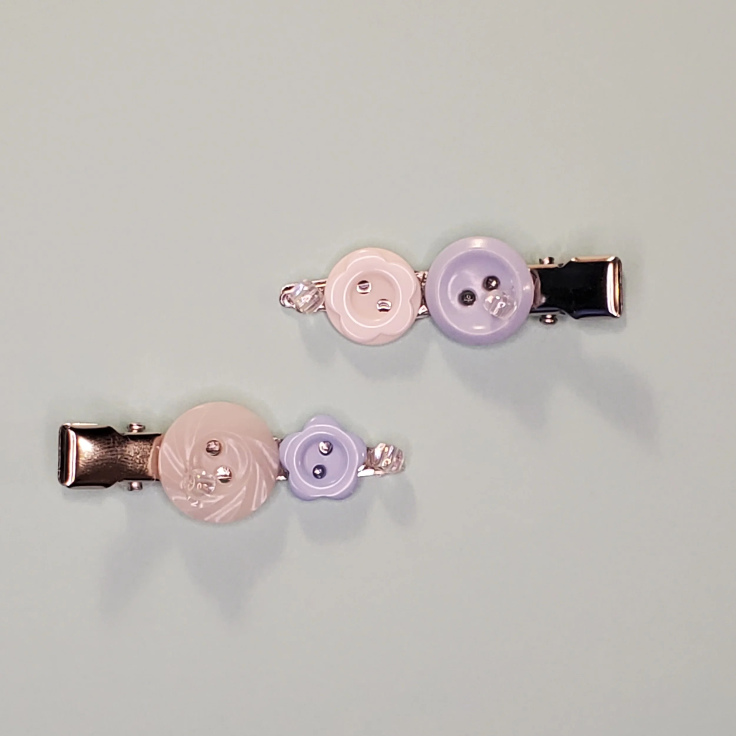 Blue Button Hairclips