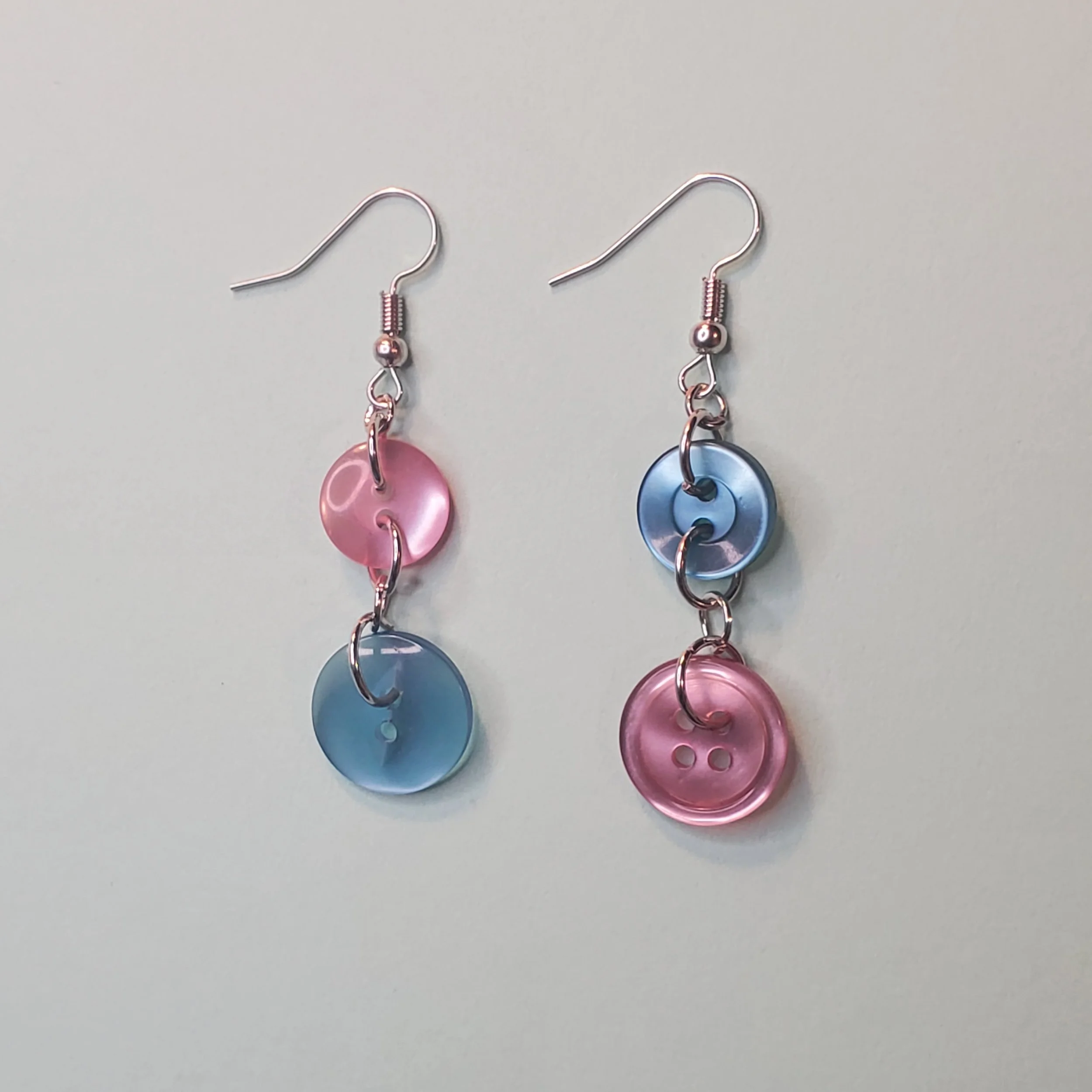 Pink and Blue Button Earrings