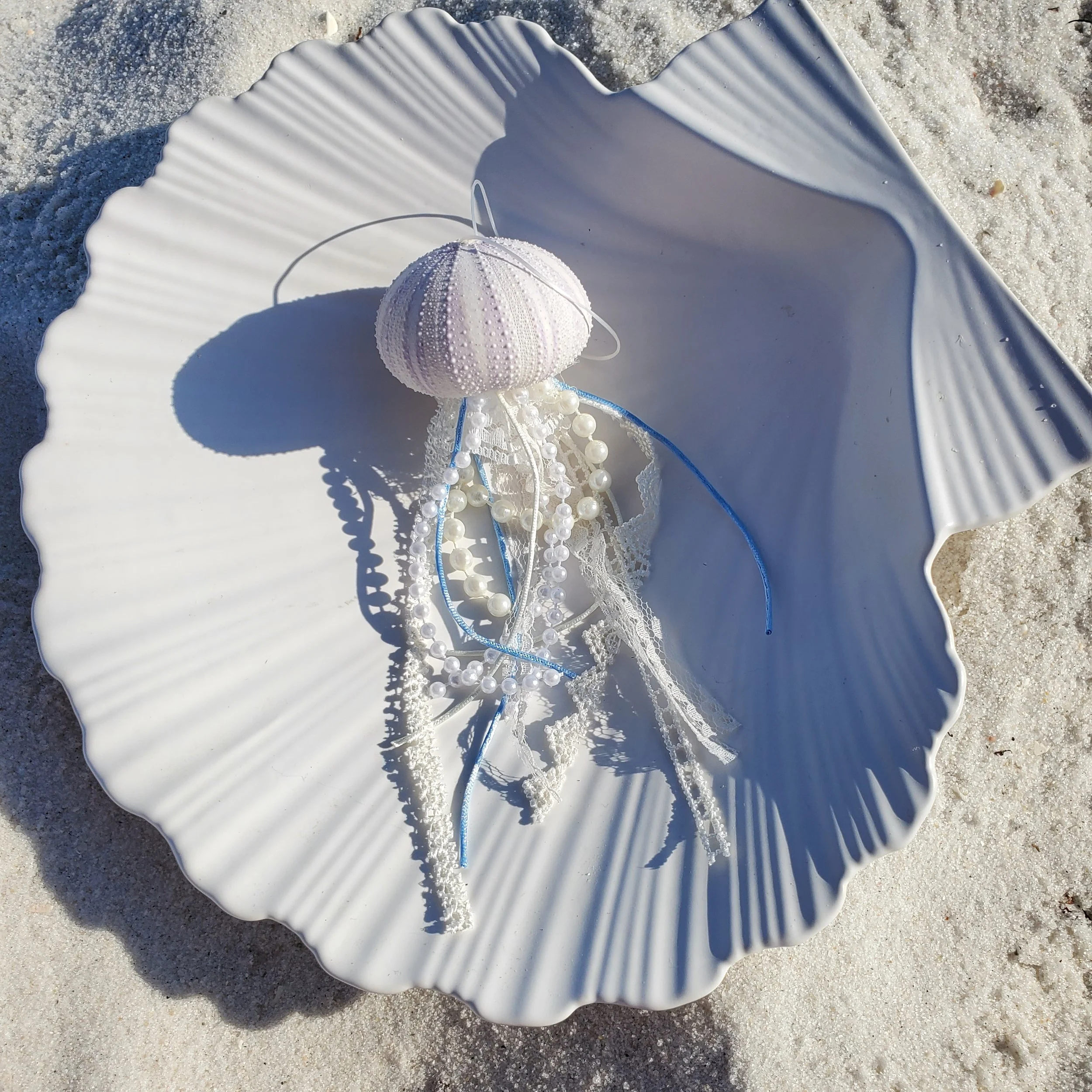 Blue and White Sea Urchin Jellyfish #2