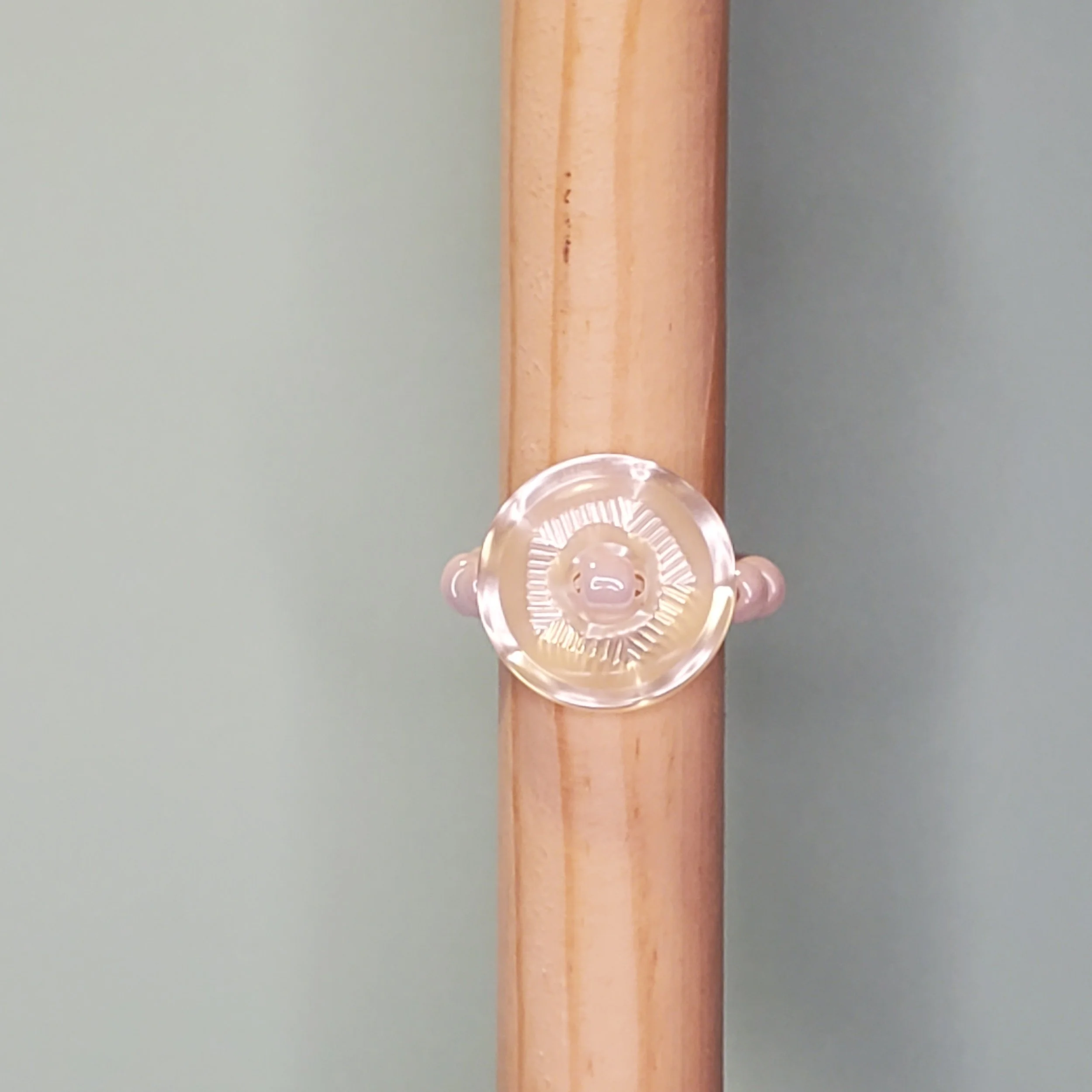 Pink and White Beaded Ring