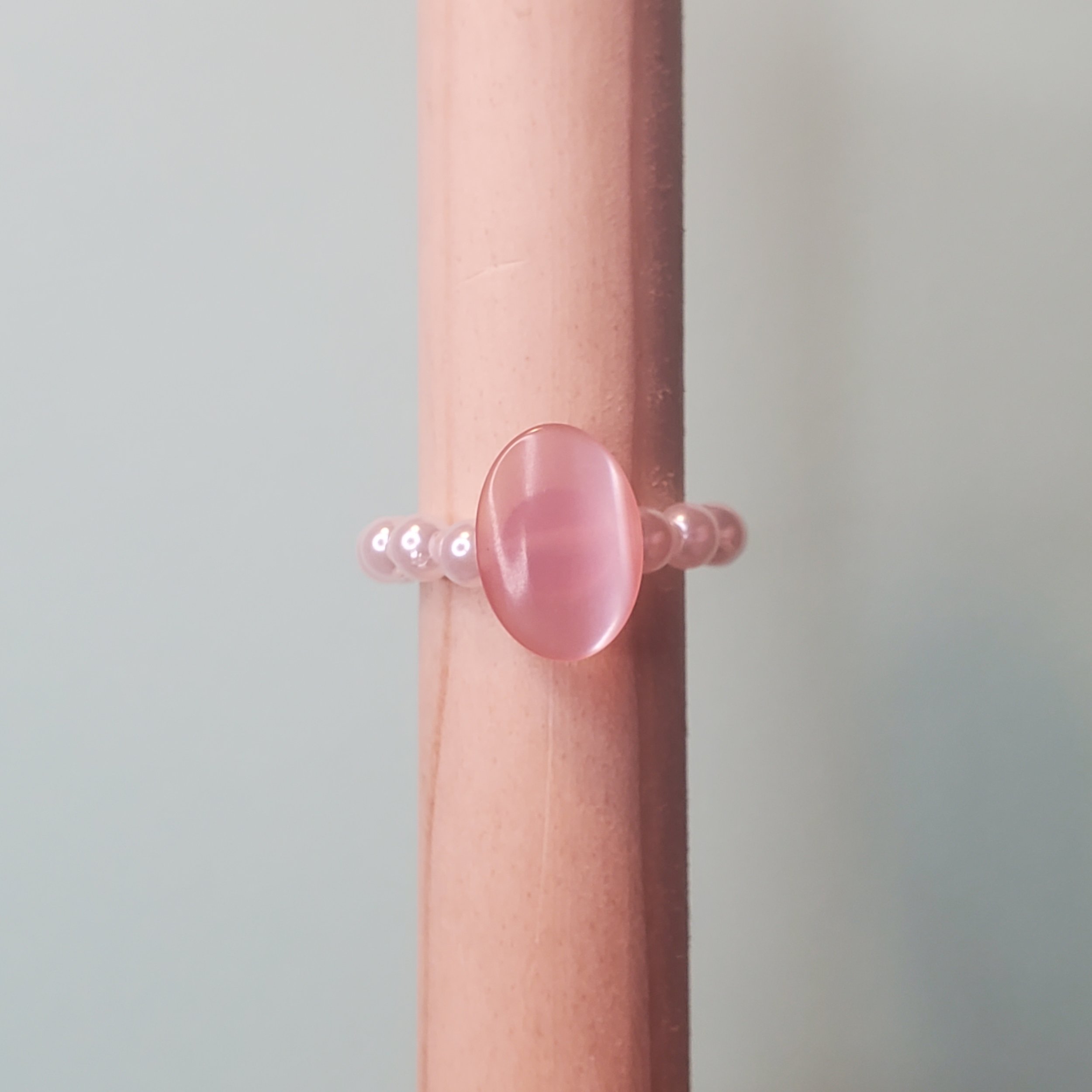 Pink Button Beaded Ring