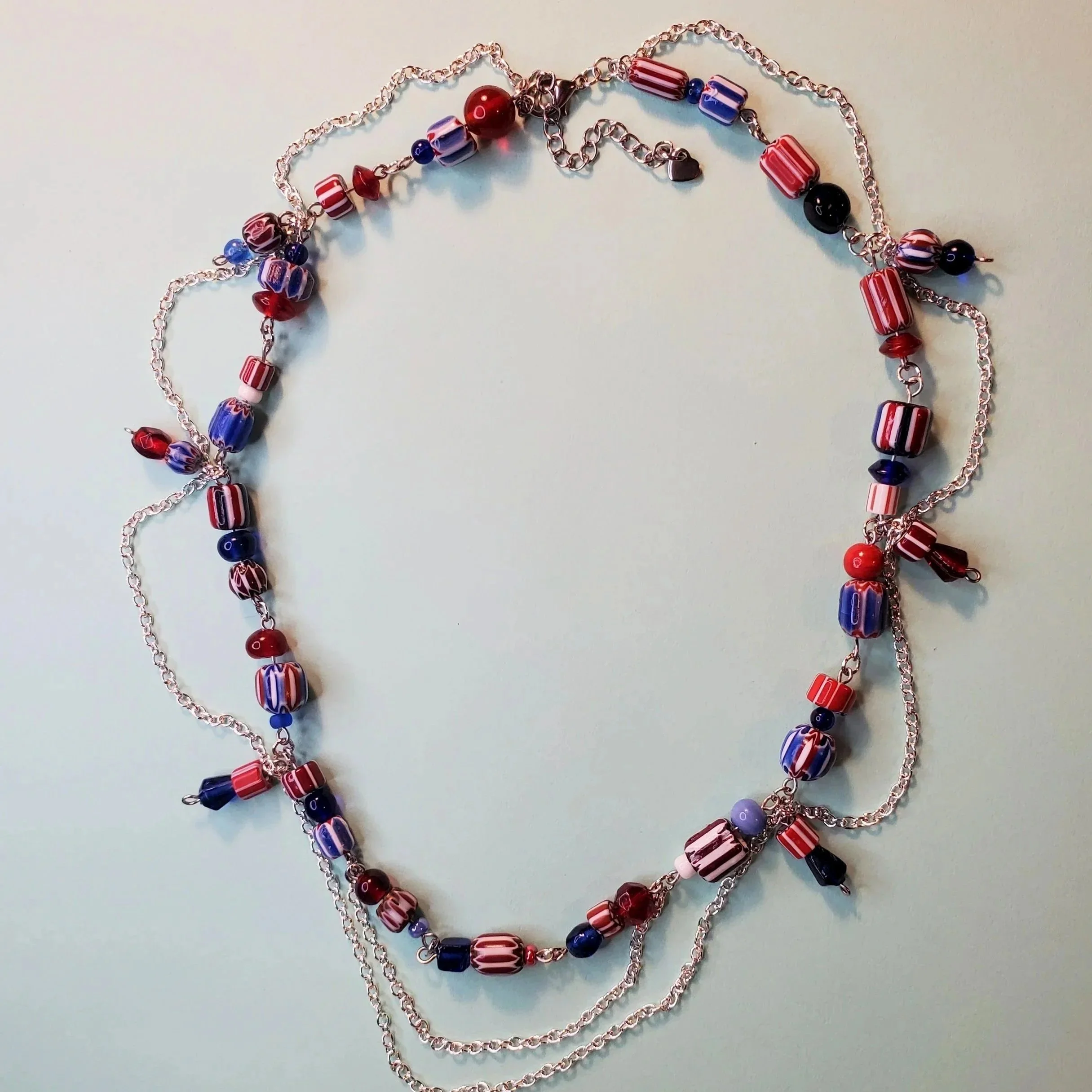 Red and Blue Clown Necklace