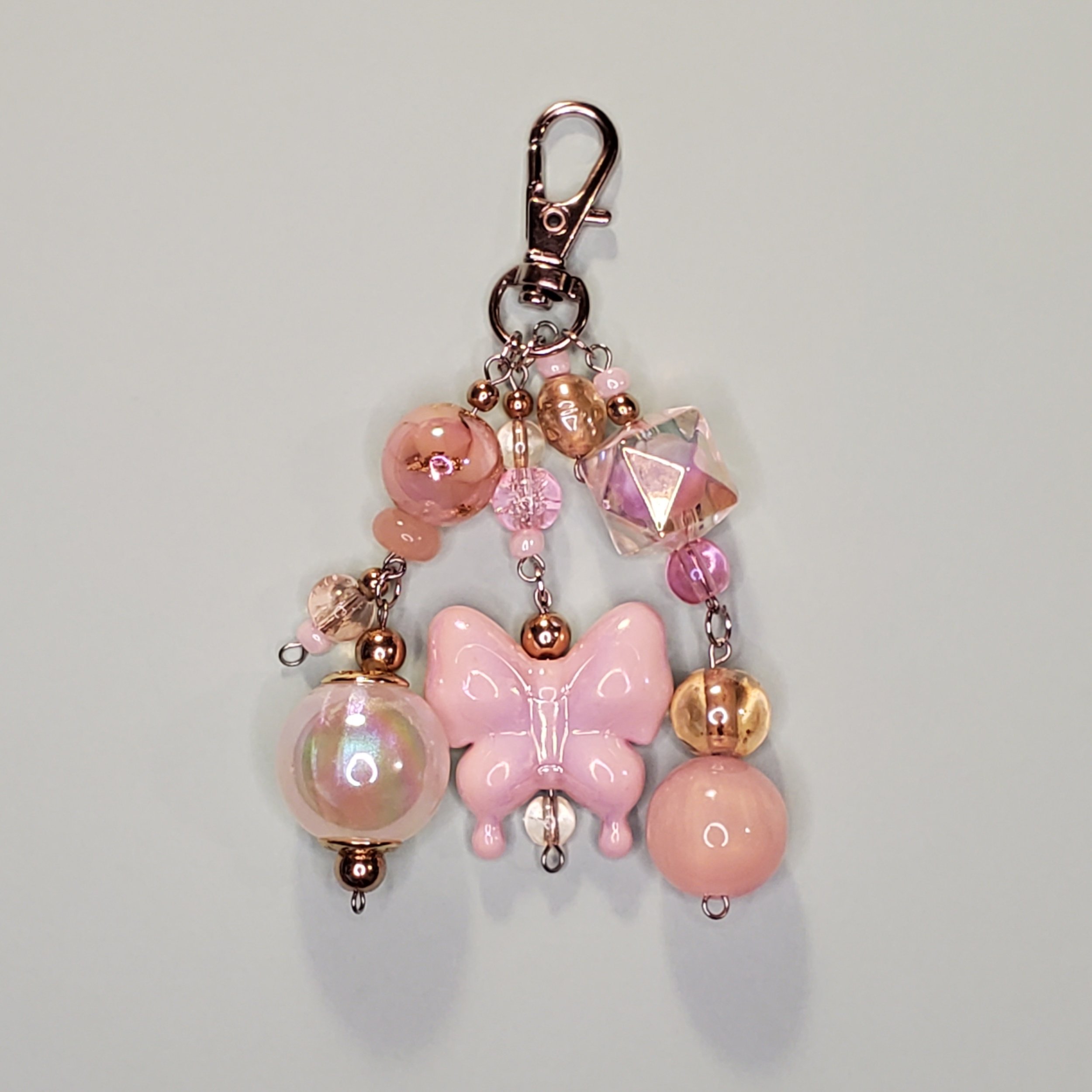 Pink and Gold Butterfly Bag Charm