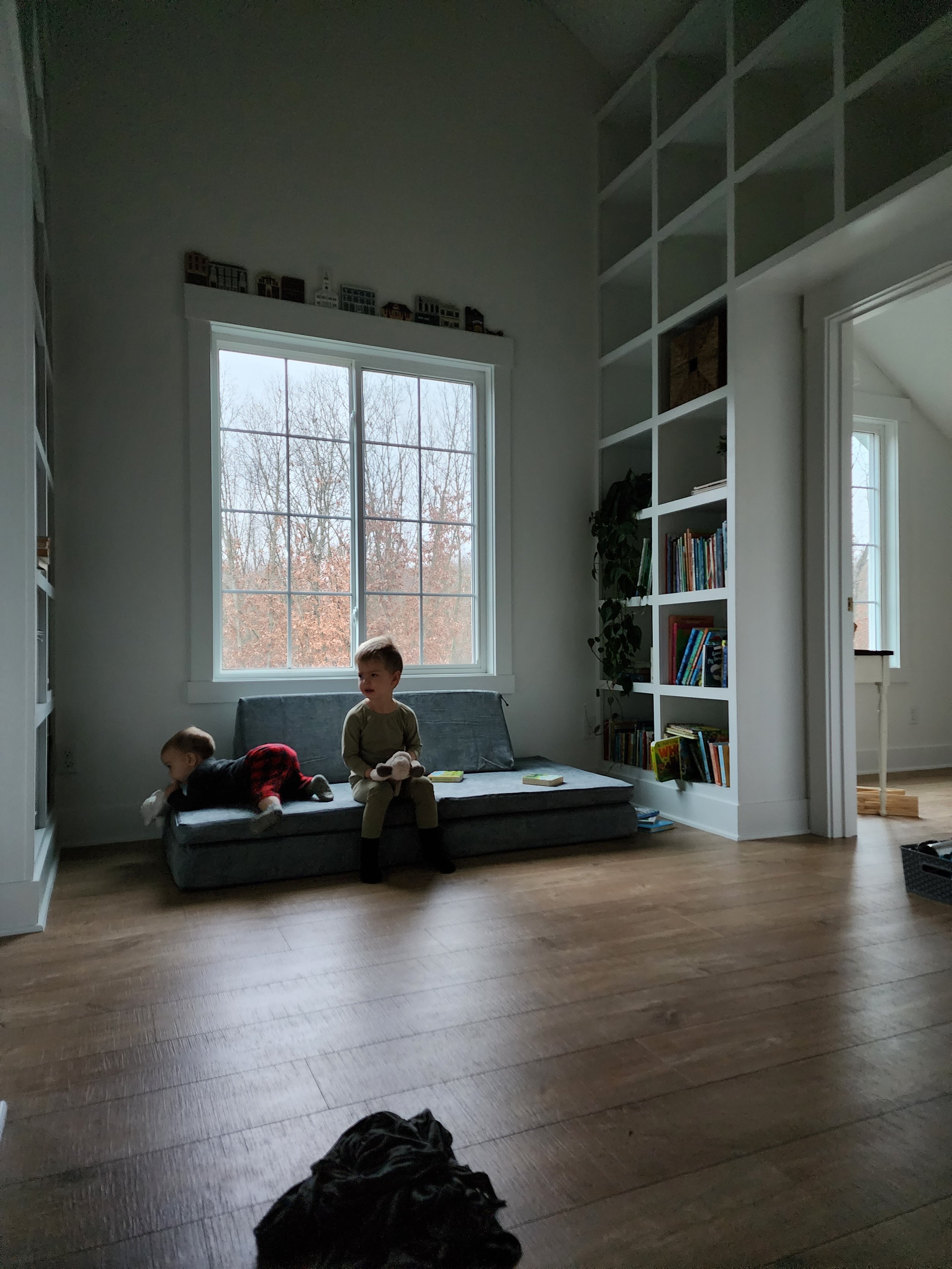 Impressive second floor library in a custom home designed and built by Oakland Construction.
