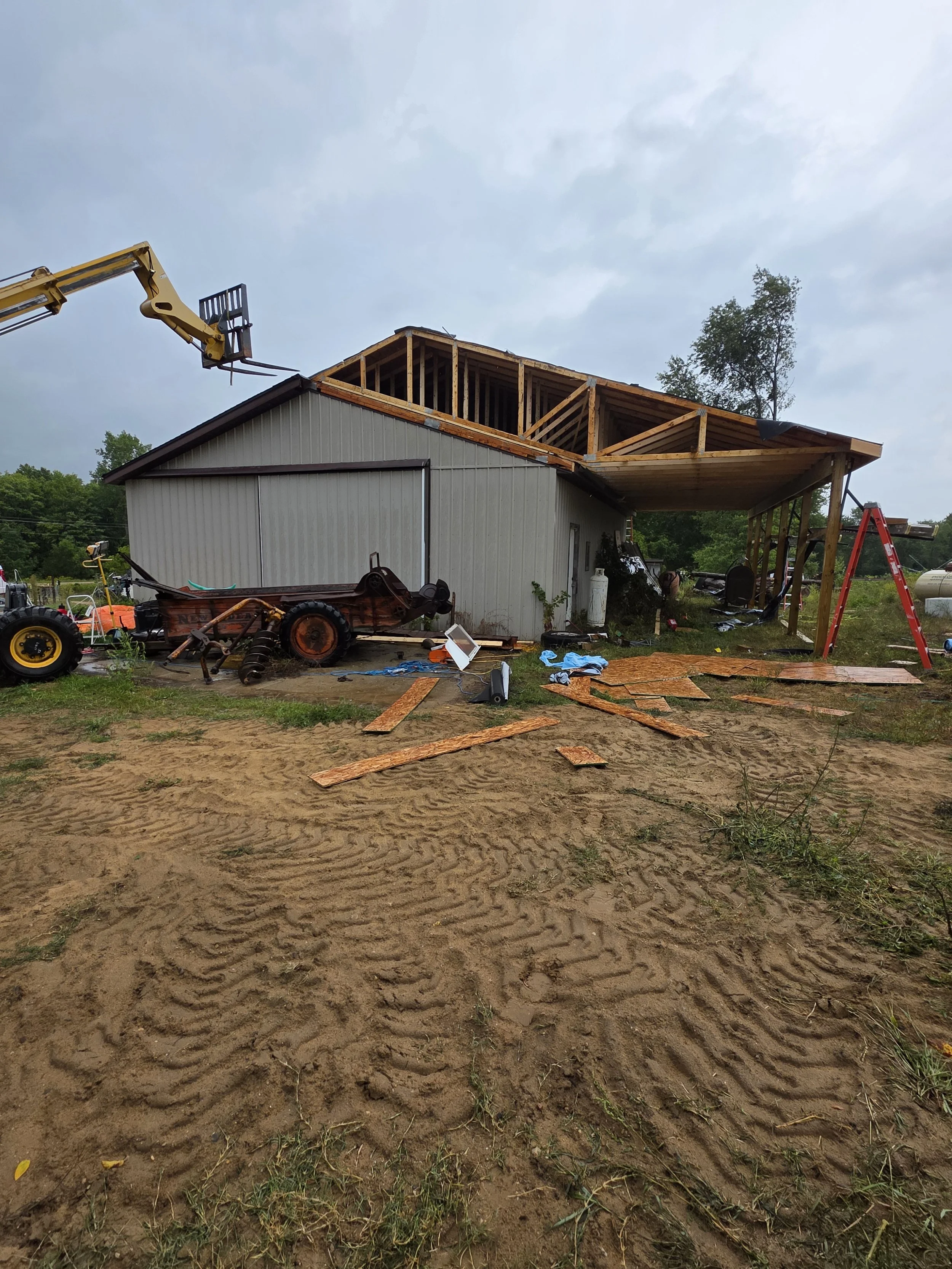 Barn addition is underway by Oakland Construction.