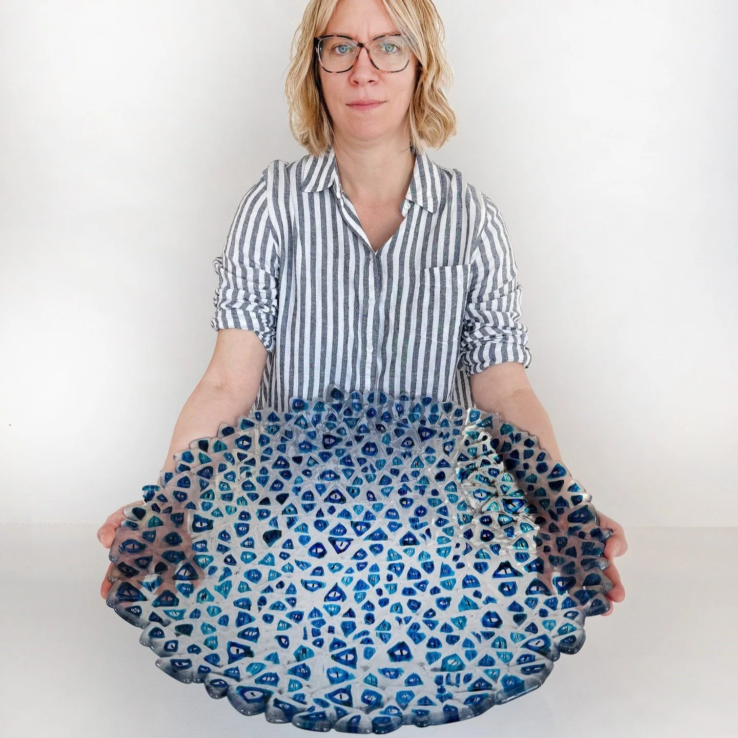 HeLa I
2025
2 x 23 x 23 inches
Fused and slumped murrini
*
HeLa I is a monumental homage to Henrietta Lacks, whose cells became the first to survive indefinitely in culture. Known as HeLa cells, this groundbreaking scientific discovery enabled vaccin