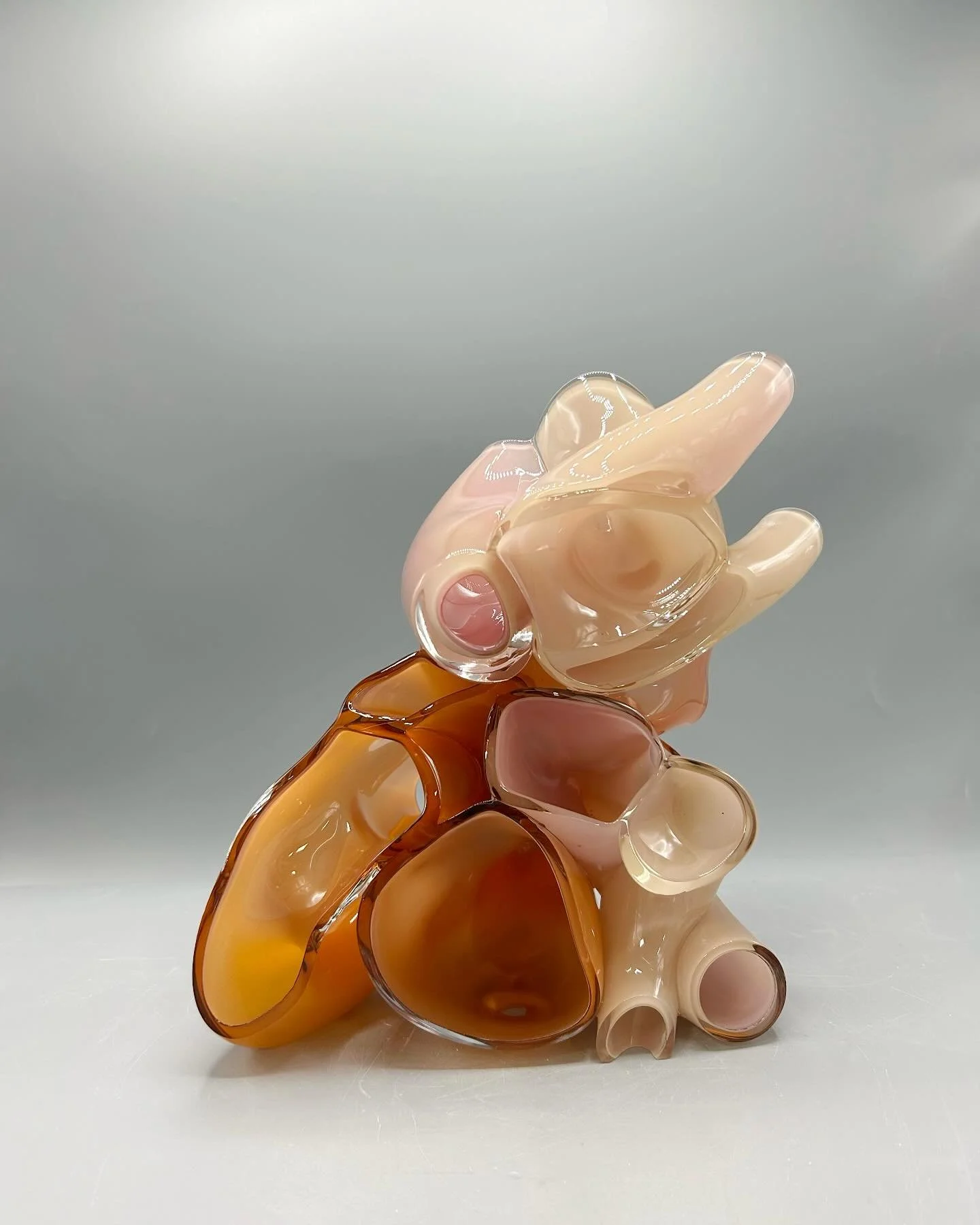 Iliac 2025 Blown, cut, and assembled glass 9 &times; 8 &times; 4 inches
*
Referencing the iliac arteries that direct blood to the lower body, Iliac reimagines the routes and cross-sections of circulation. The work proposes an interior space that is n