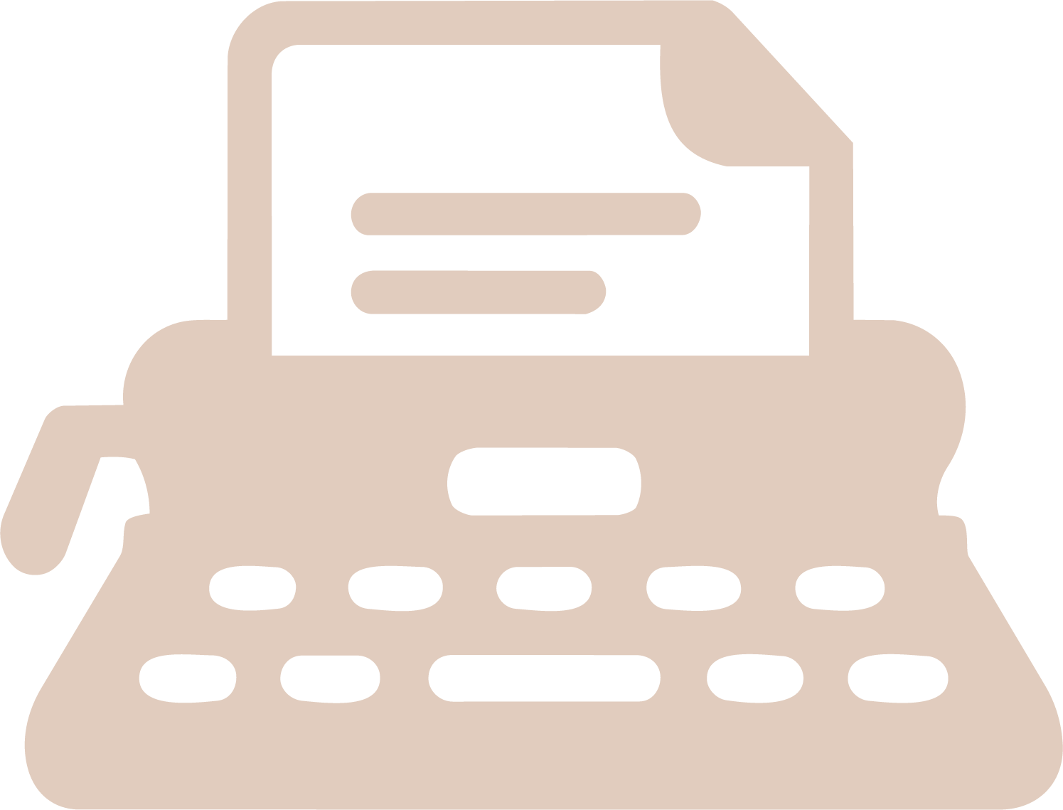 Icon of a vintage typewriter with paper inserted.