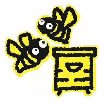 Icon of bees around a beehive