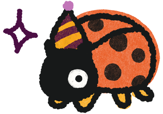 Illustration of ladybug wearing a party hat